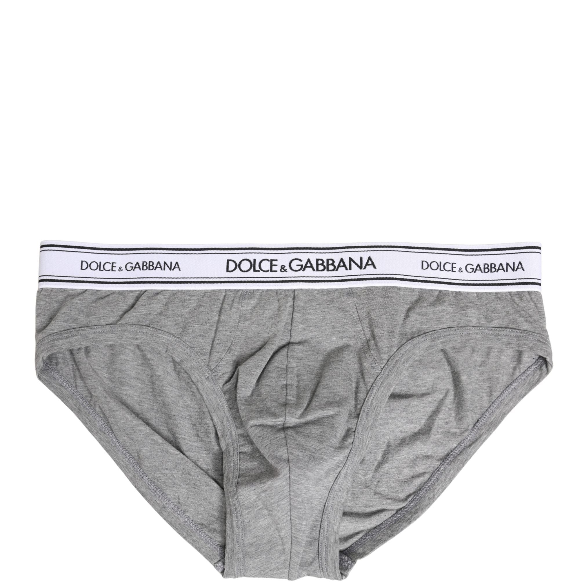 Dolce & Gabbana Gray Logo Waistband Men Midi Brief Underwear