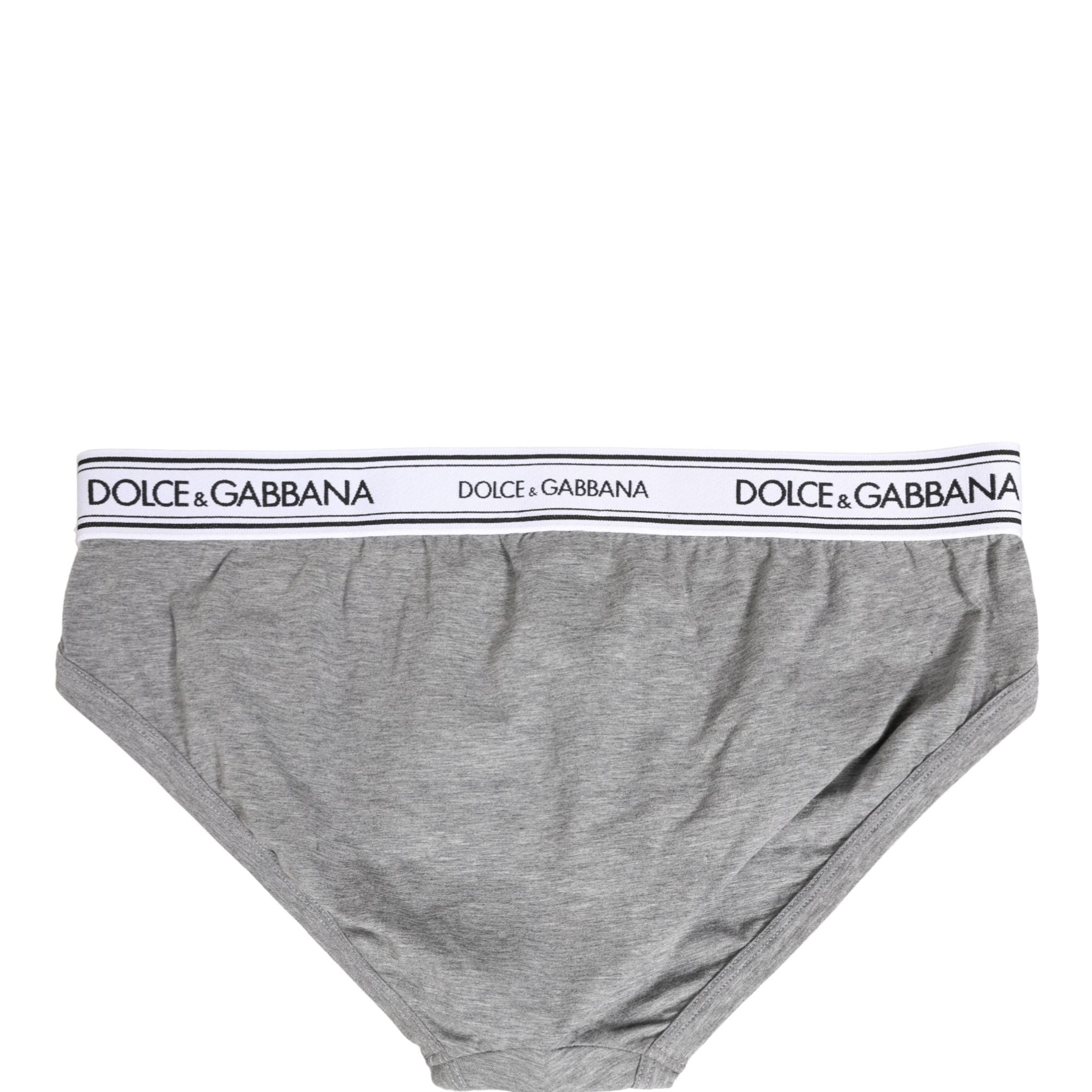 Dolce & Gabbana Gray Logo Waistband Men Midi Brief Underwear