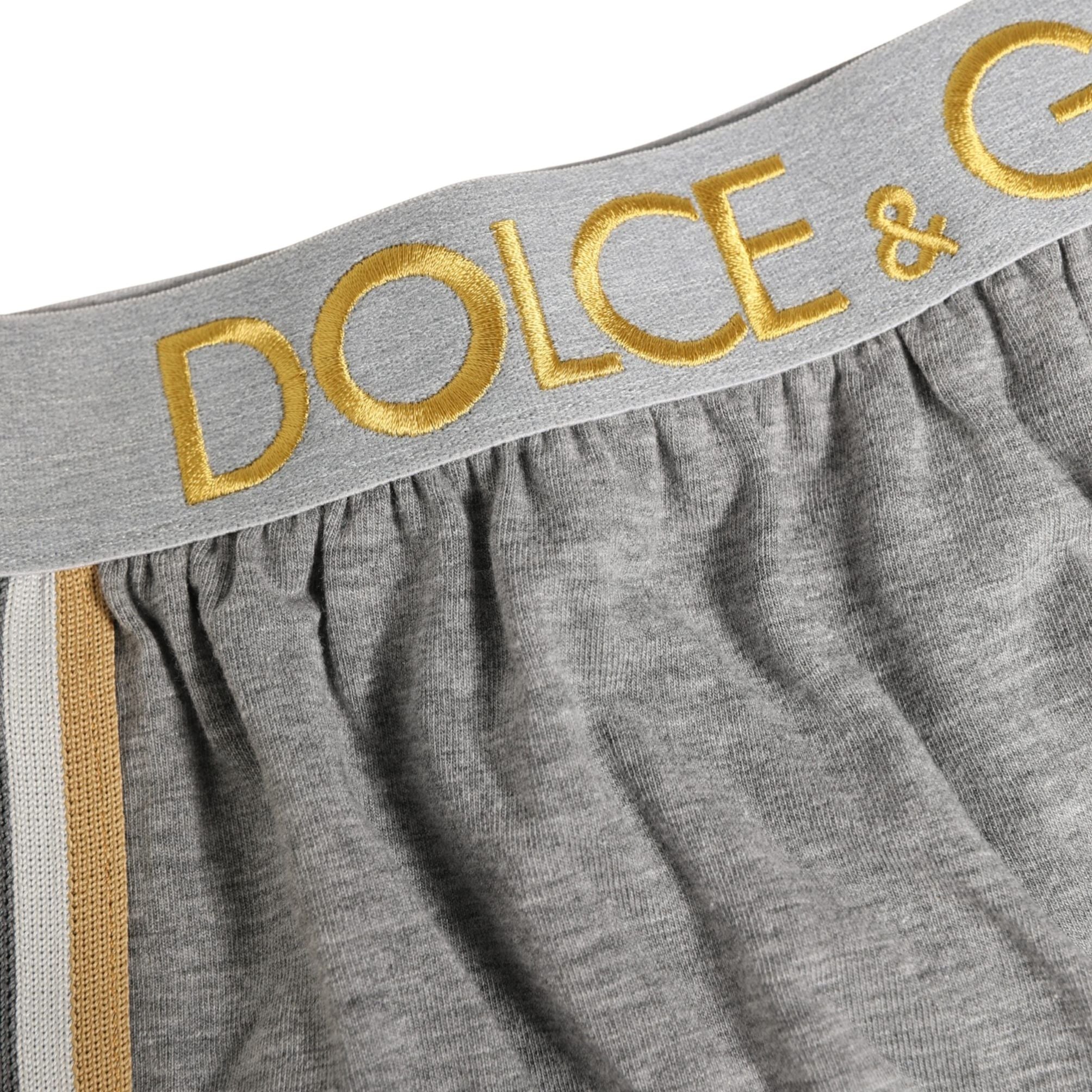 Dolce & Gabbana Gray Logo Waistband Cotton Men Boxer Underwear