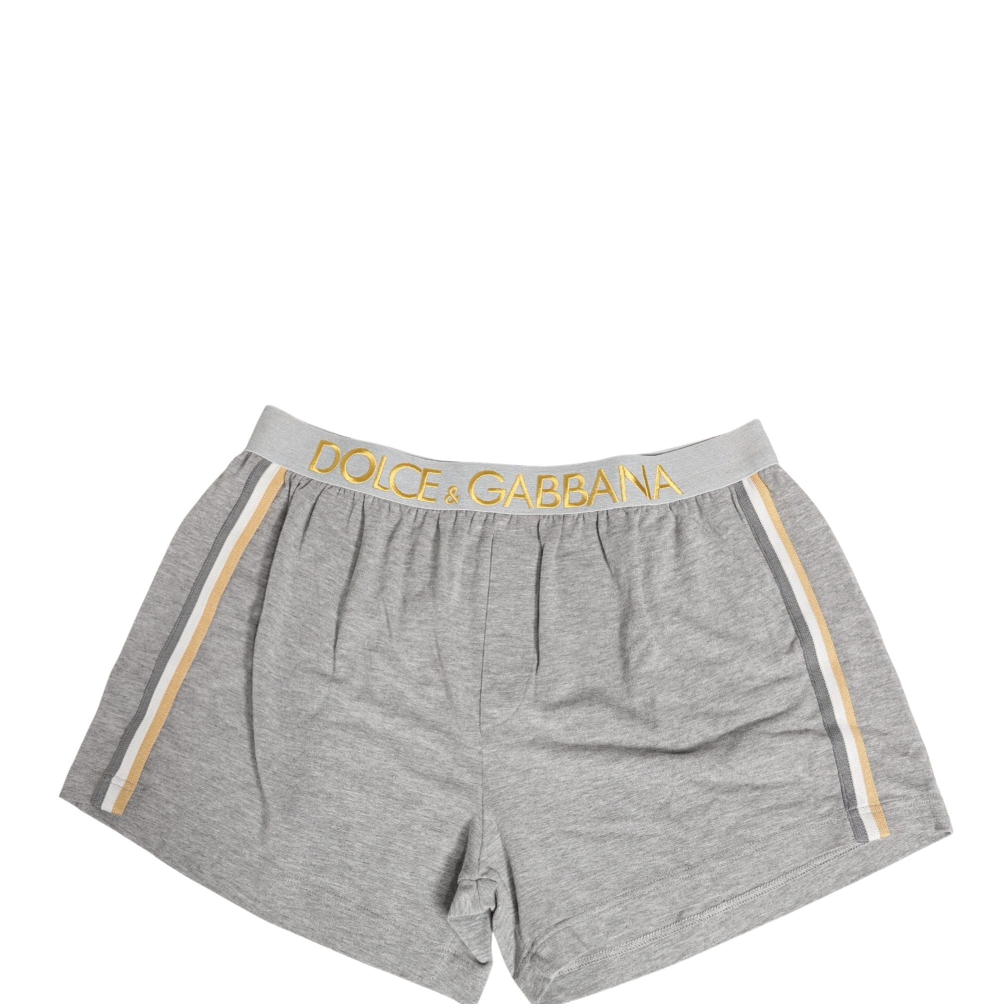 Dolce & Gabbana Gray Logo Waistband Cotton Men Boxer Underwear