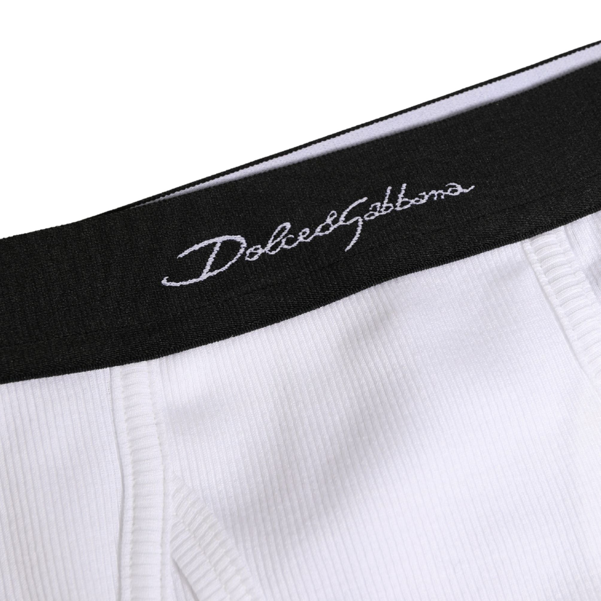Dolce & Gabbana White Black Logo Waistband Men Brief Underwear