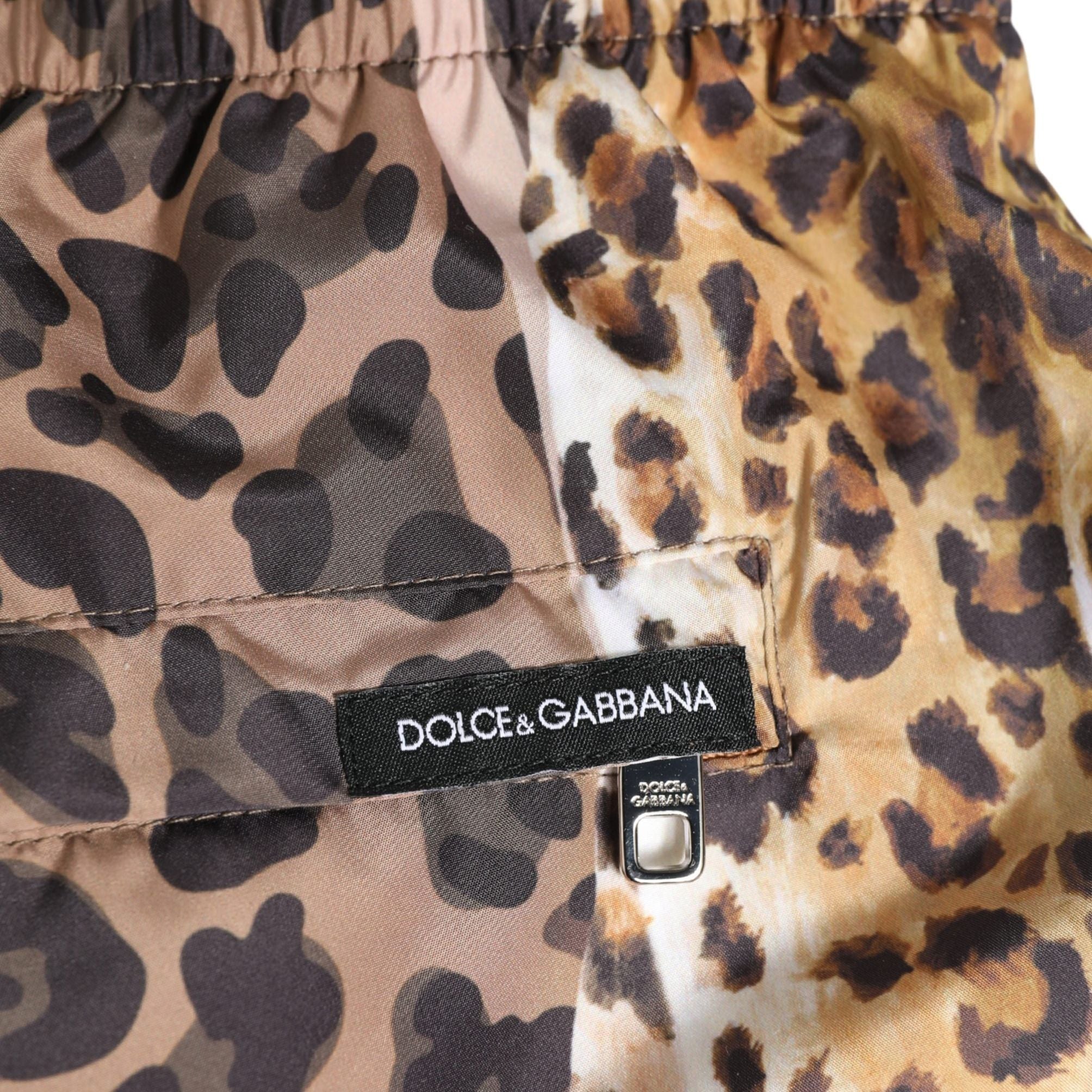 Dolce & Gabbana Multicolor Leopard Print Swim Trunks Swimwear