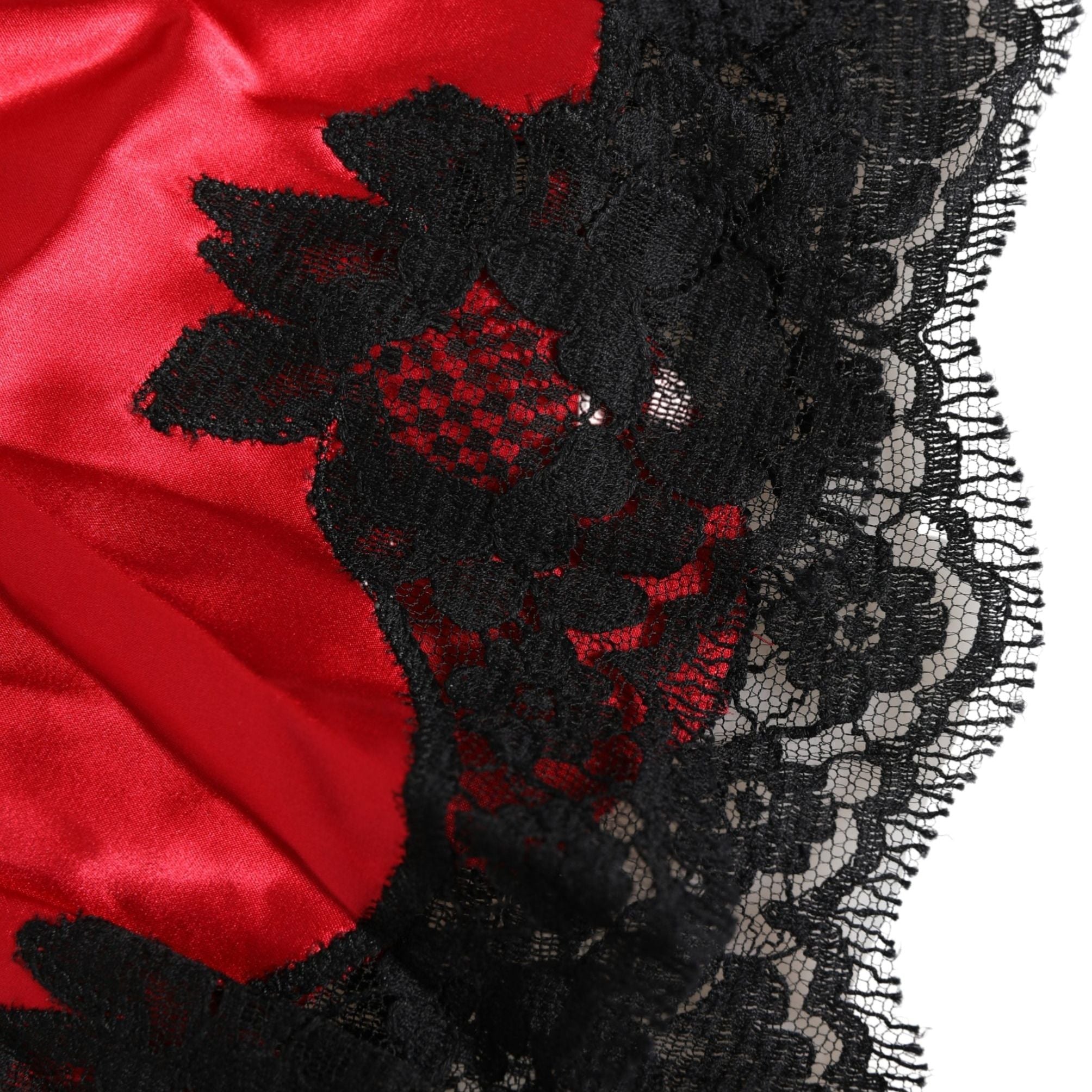 Dolce & Gabbana Red Silk Satin Lace Trim Pajama Shorts Sleepwear