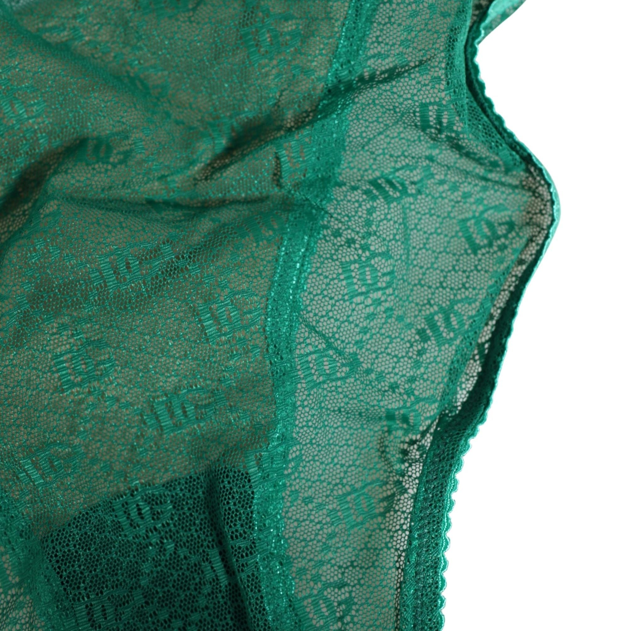 Dolce & Gabbana Green Lace Nylon DG Lingerie Panty Brief Underwear