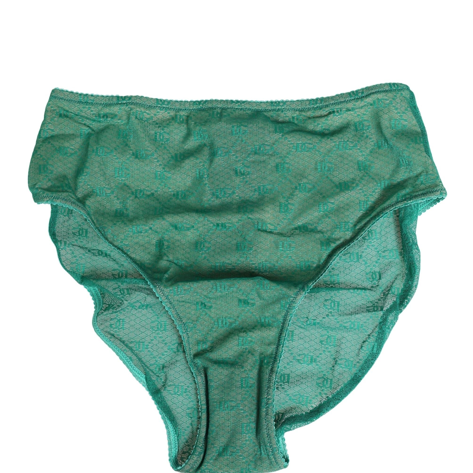 Dolce & Gabbana Green Lace Nylon DG Lingerie Panty Brief Underwear