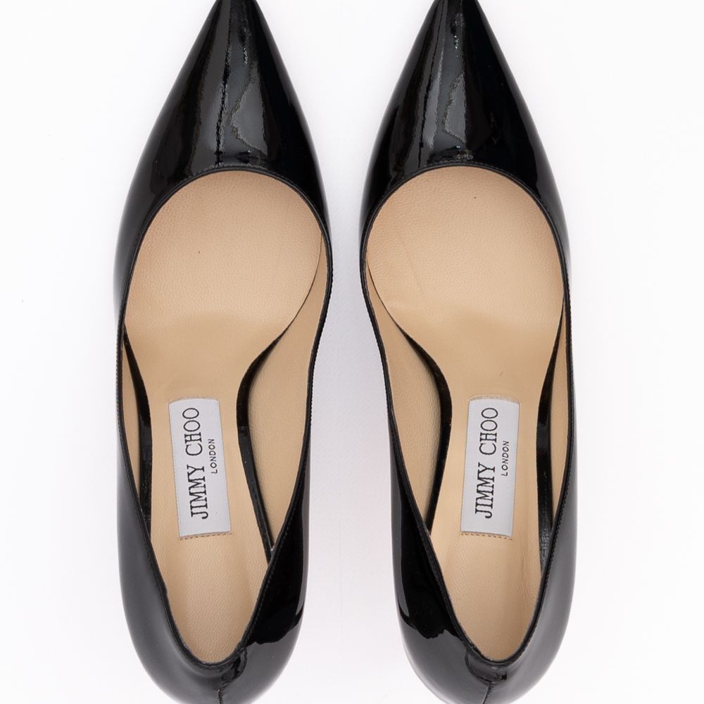 Jimmy Choo Black Patent Leather Romy 85 Pumps