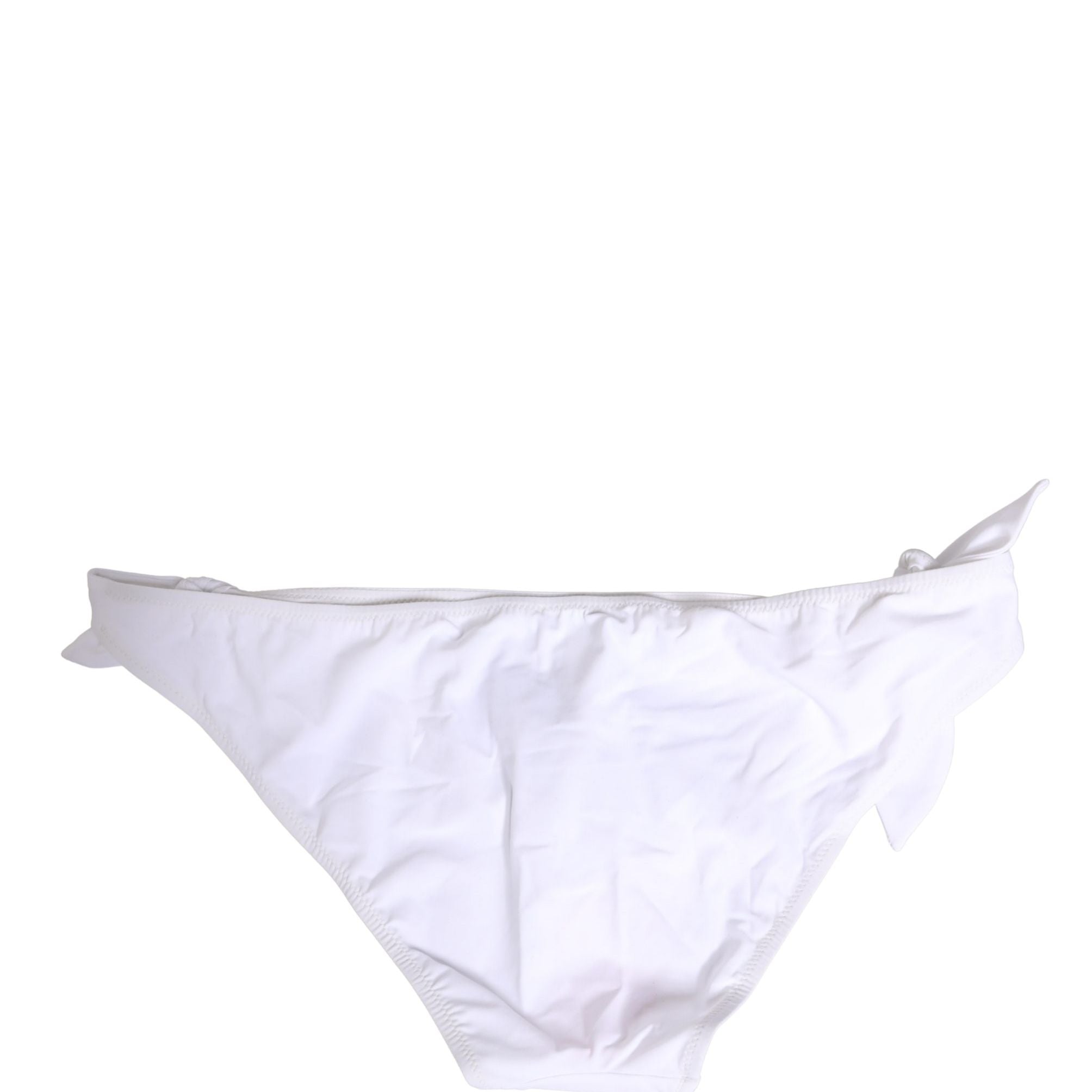 Dolce & Gabbana White Nylon DG Logo Plaque Bikini Bottom Swimwear