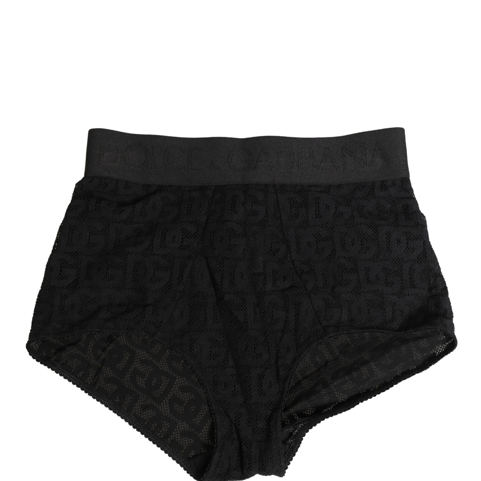 Dolce & Gabbana Black Cotton DG Logo High Waist Girdle Underwear