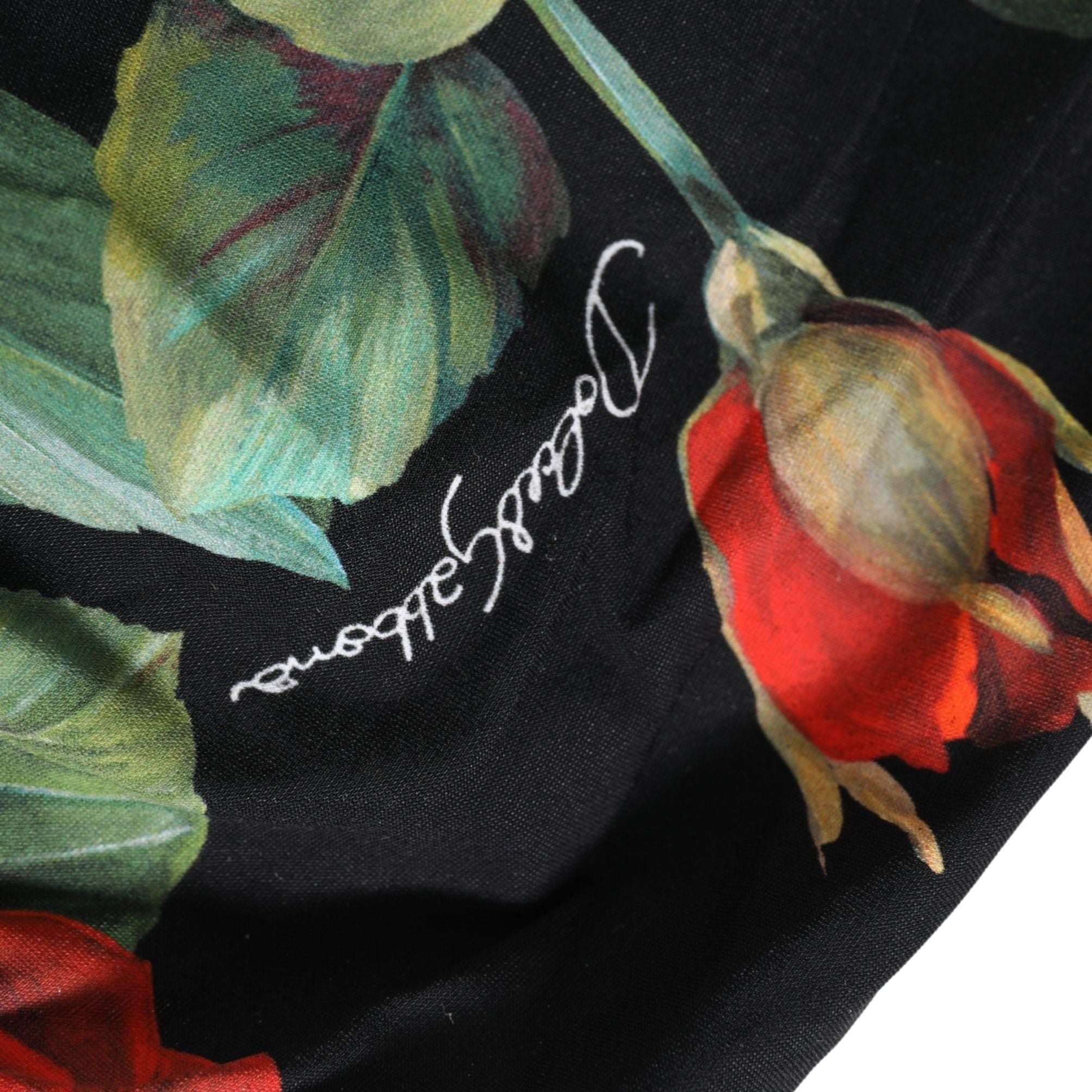 Dolce & Gabbana Black Rose Print High Waisted Girdle Underwear