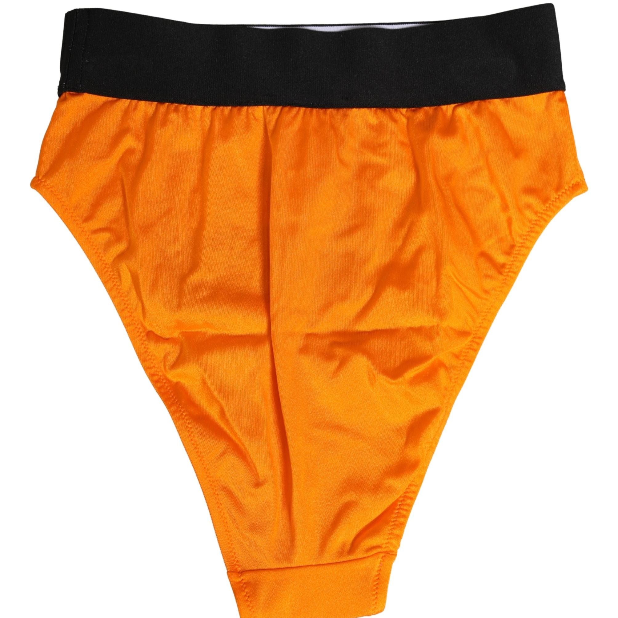 Dolce & Gabbana Orange Crystal High Waist Brief Panty Underwear