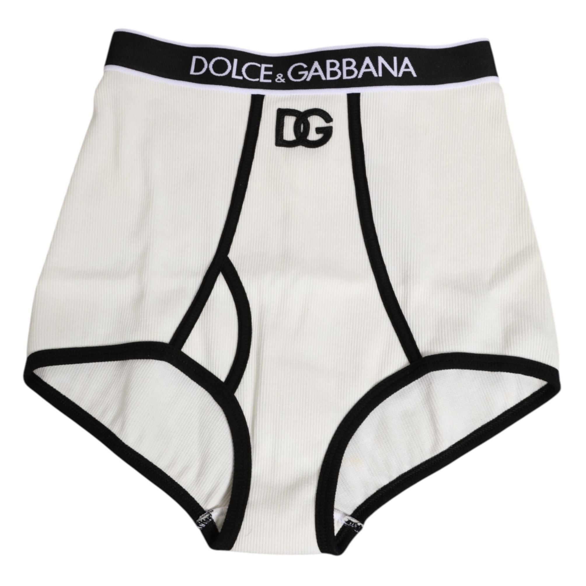 Dolce & Gabbana White Cotton Logo Waistband Culotte  Underwear