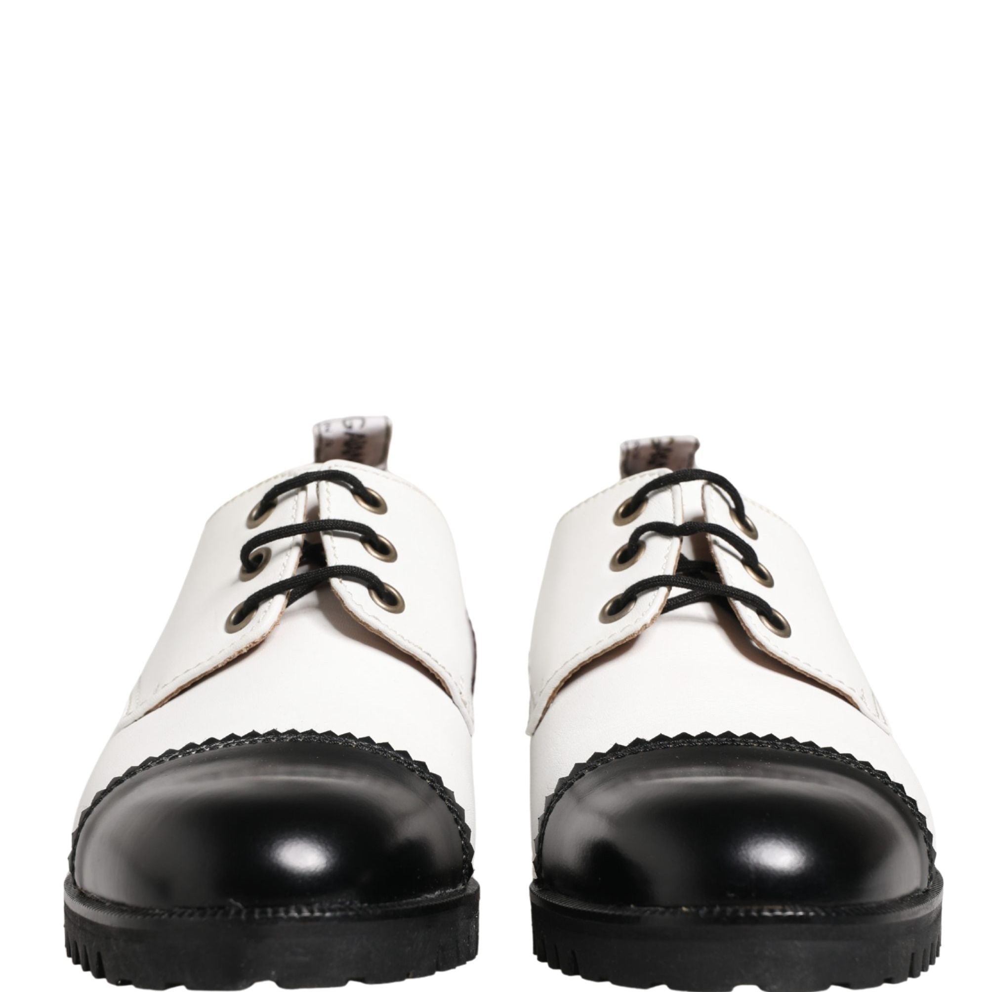 Cesare Paciotti Black White Leather Derby Shoes