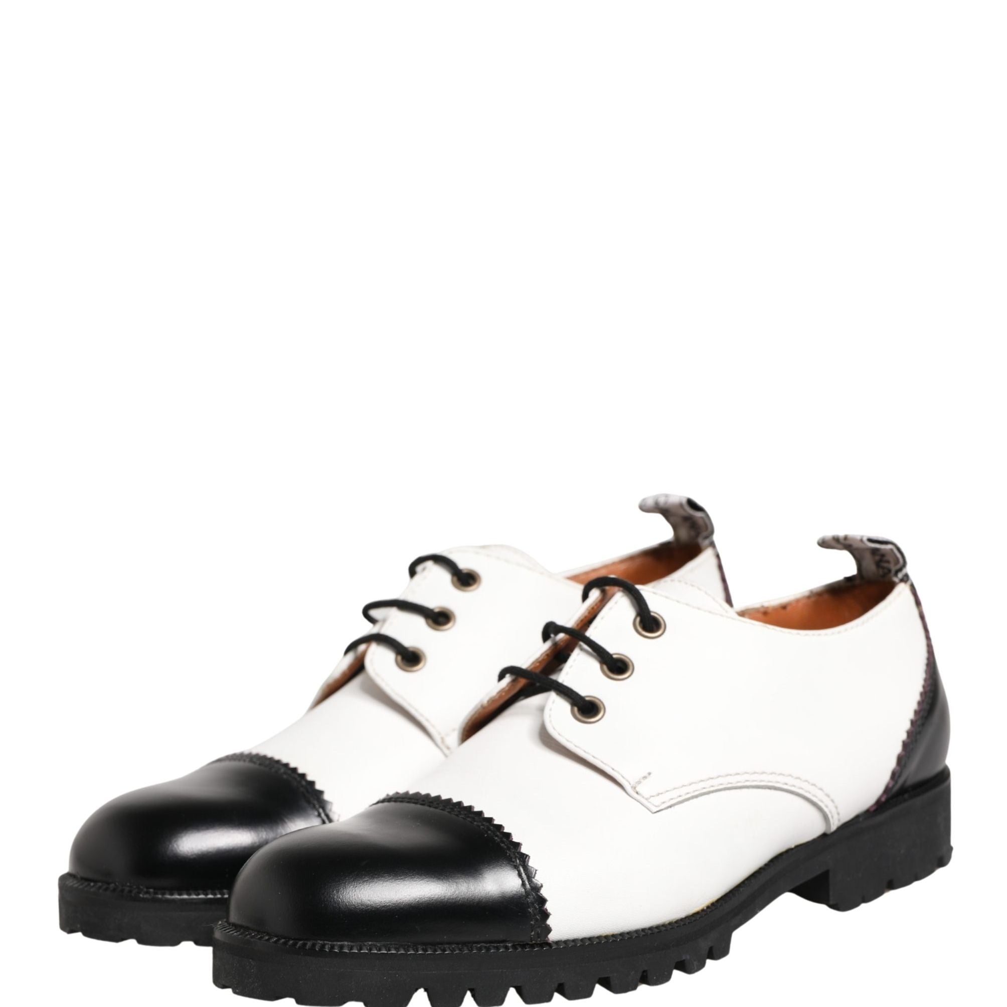 Cesare Paciotti Black White Leather Derby Shoes