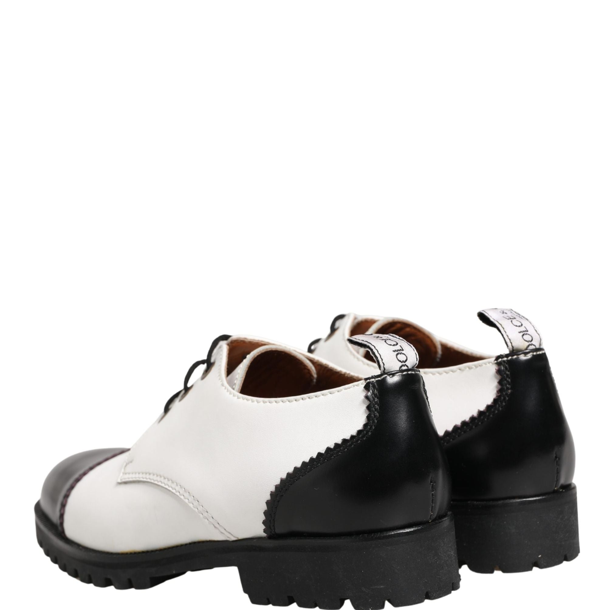 Cesare Paciotti Black White Leather Derby Shoes