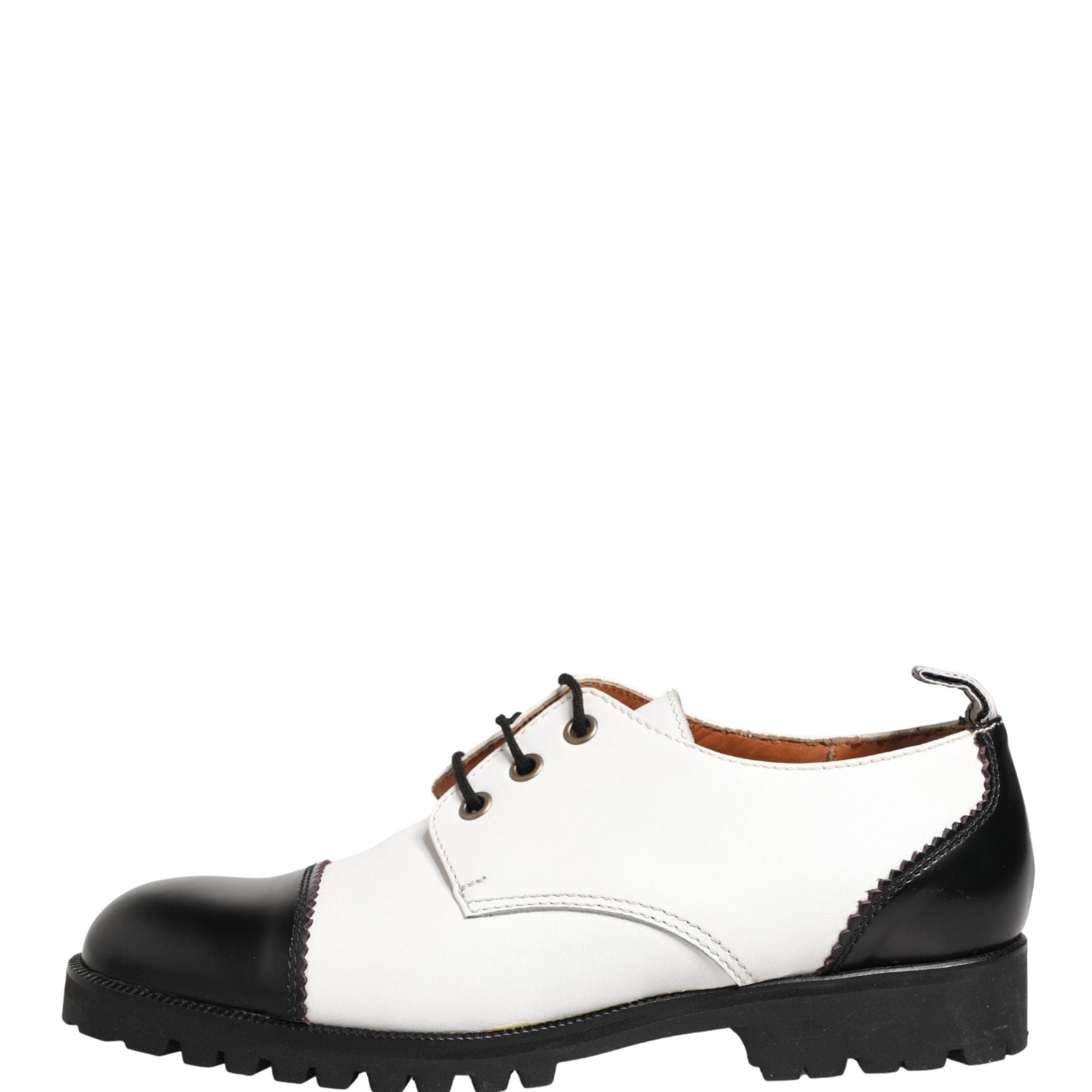 Cesare Paciotti Black White Leather Derby Shoes