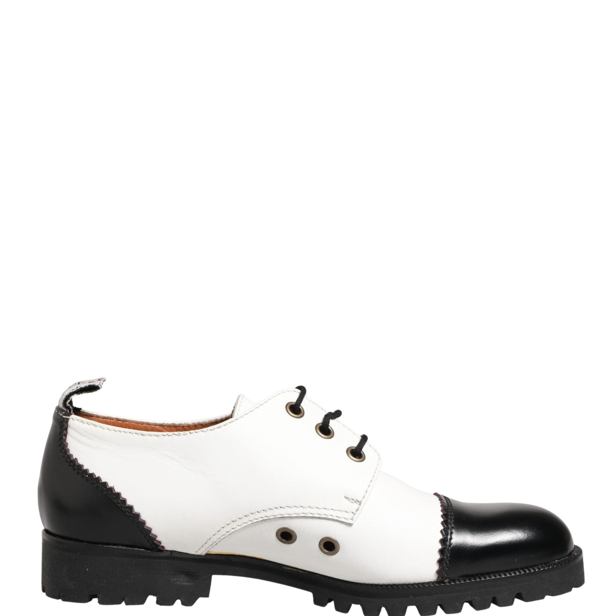 Cesare Paciotti Black White Leather Derby Shoes