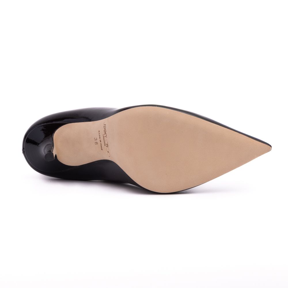 Jimmy Choo Black Patent Leather Diamond Talura 100 Pumps