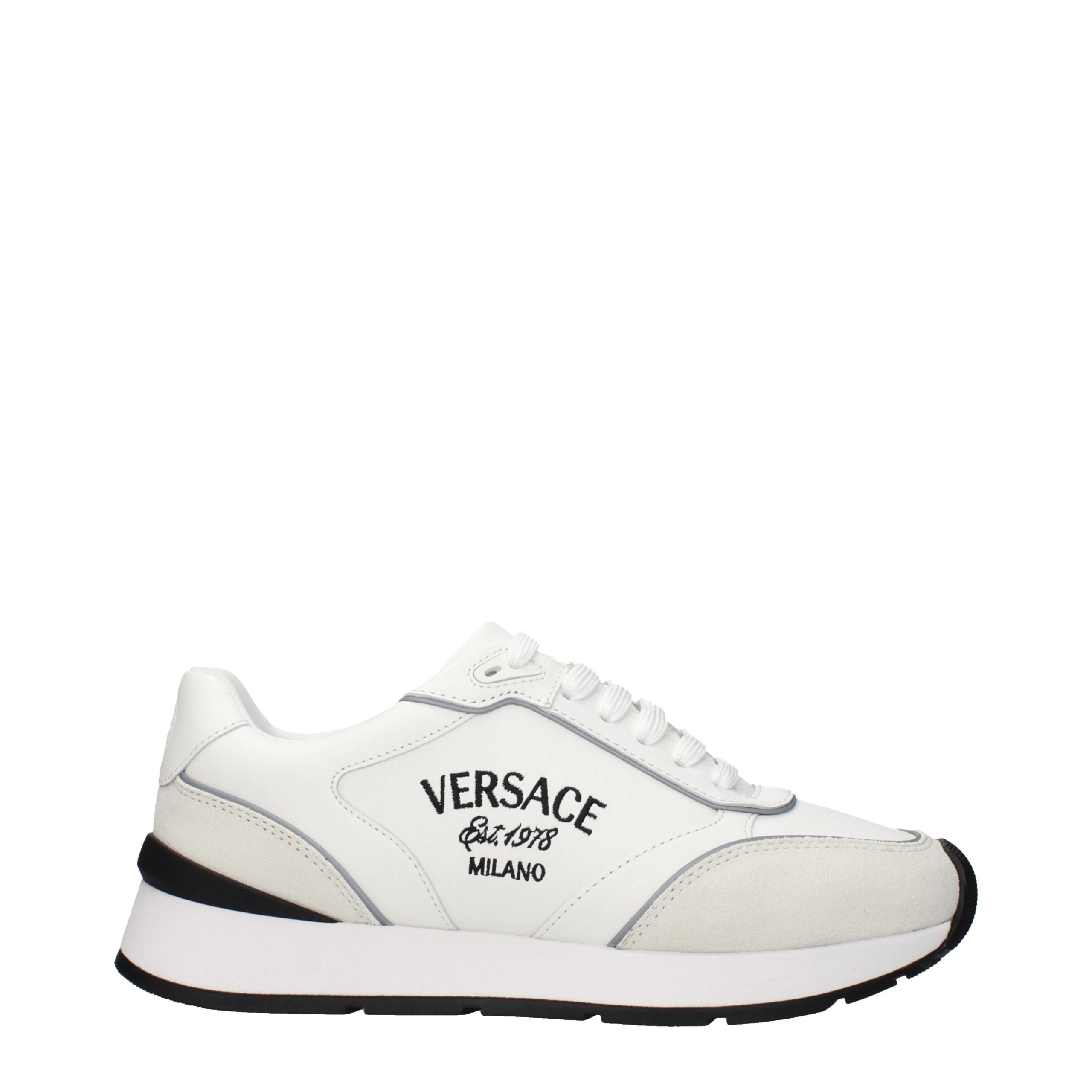 Versace White Leather Athletic Sneakers