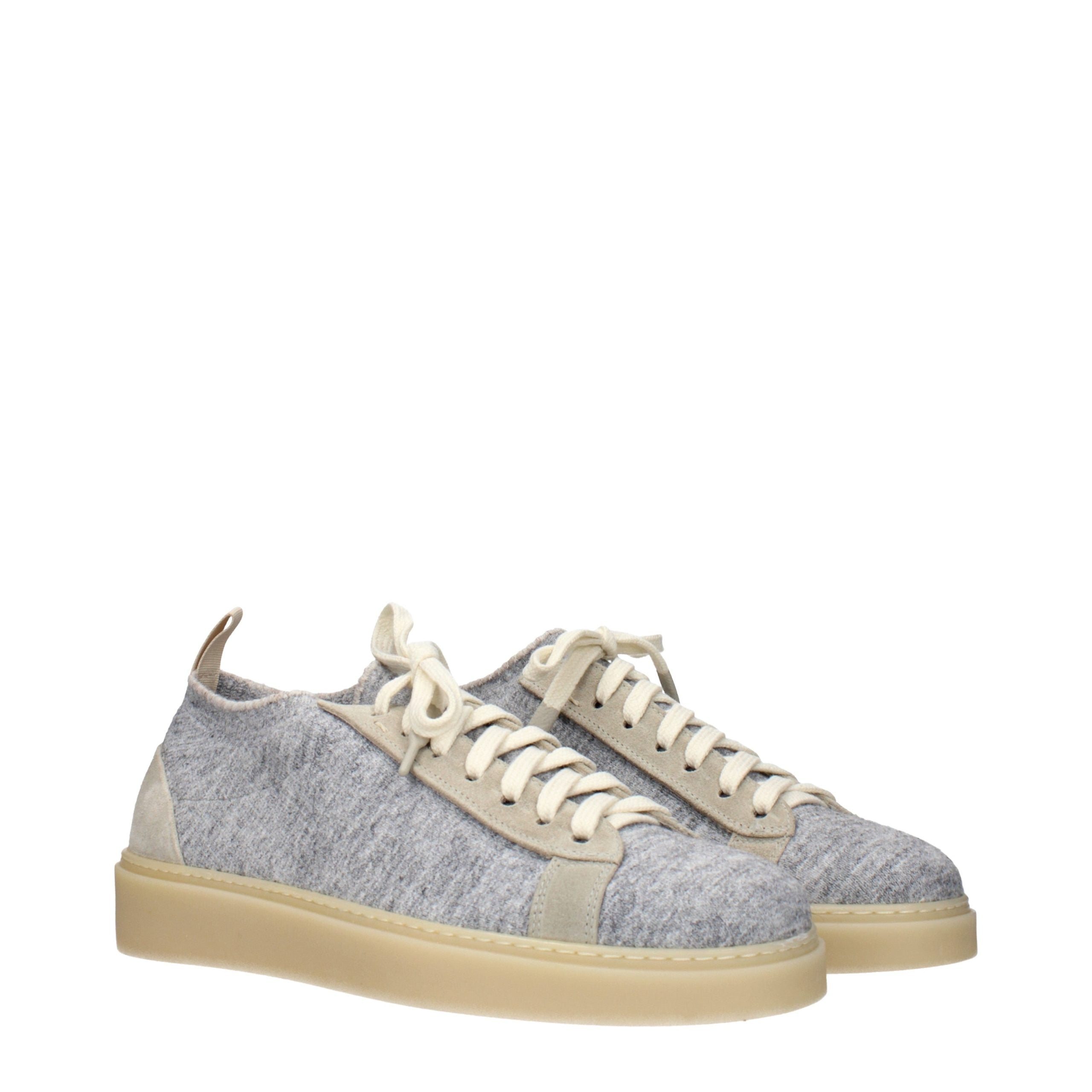 Eleventy Gray Fabric Low Top Sneakers