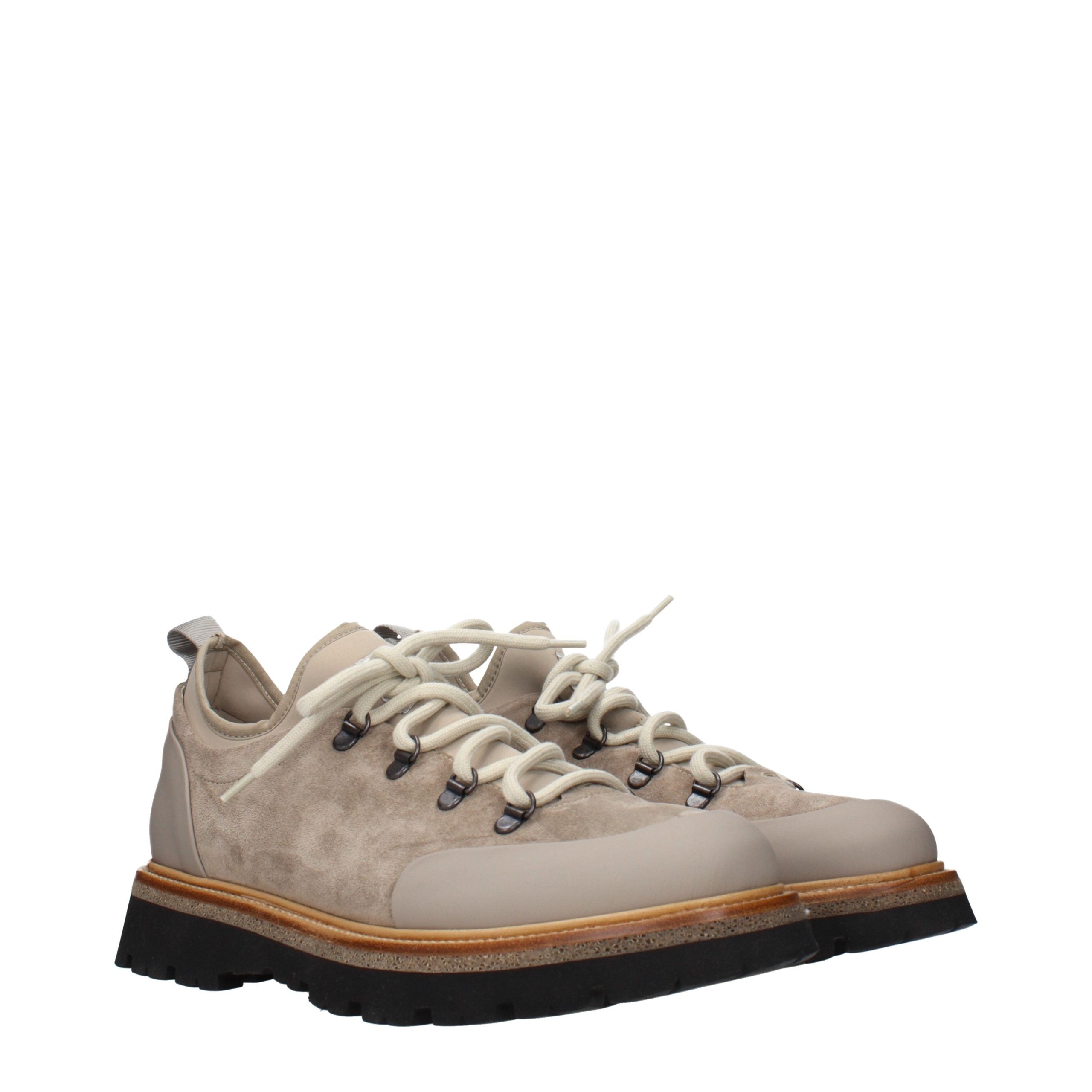 Eleventy Beige Leather Low Top Sneakers