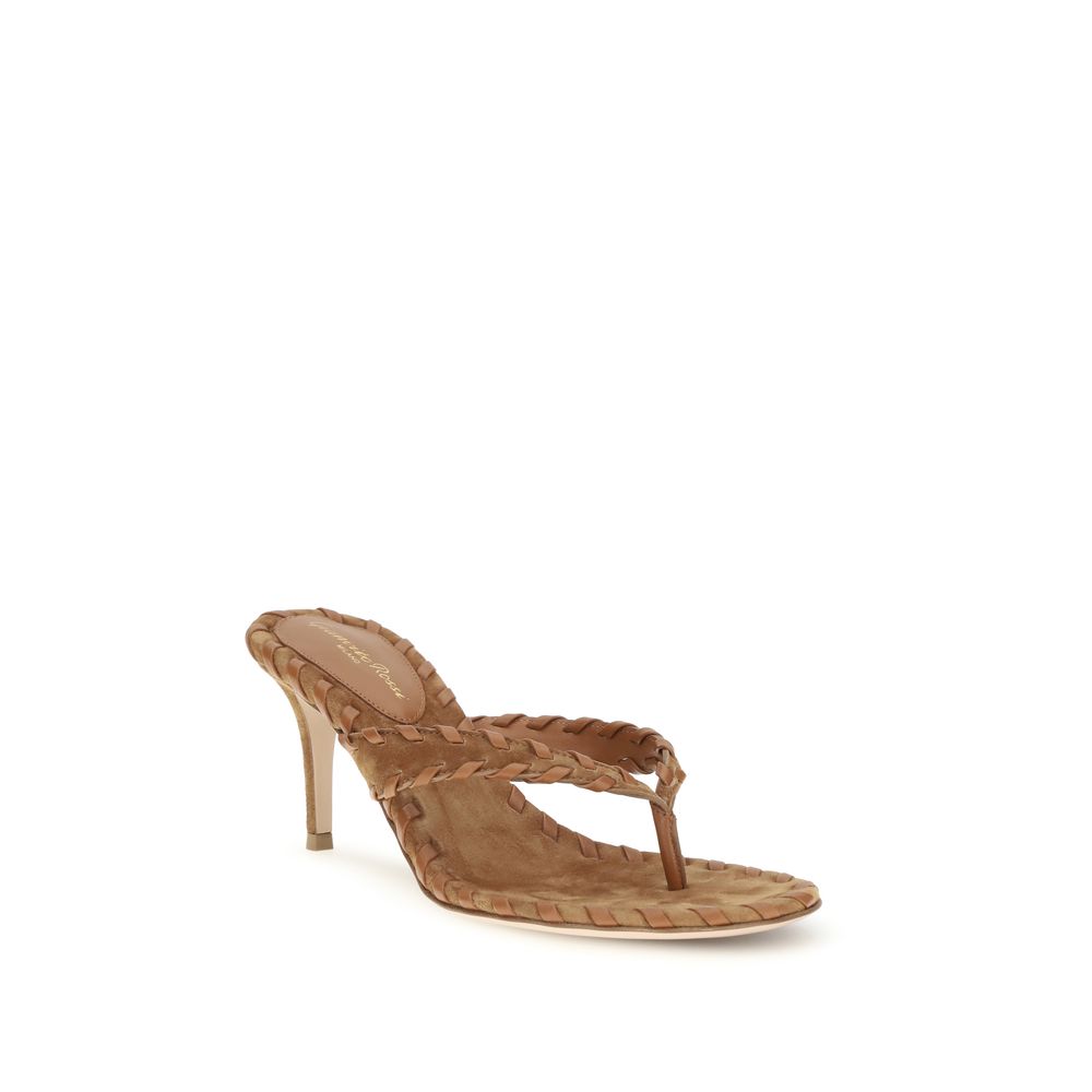 Gianvito Rossi Beige Calf Leather Bos Taurus Stiletto Heel Sandals