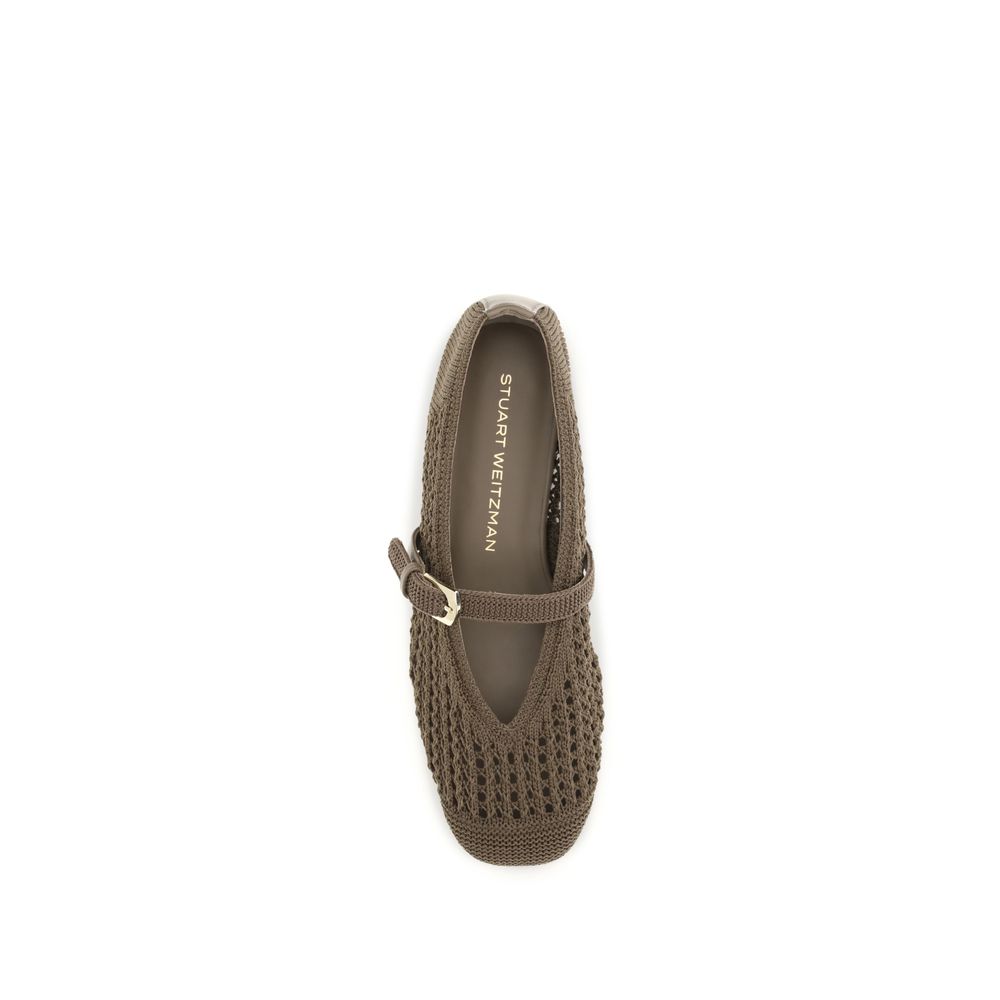 Stuart Weitzman Beige Fabric Ballet Flats