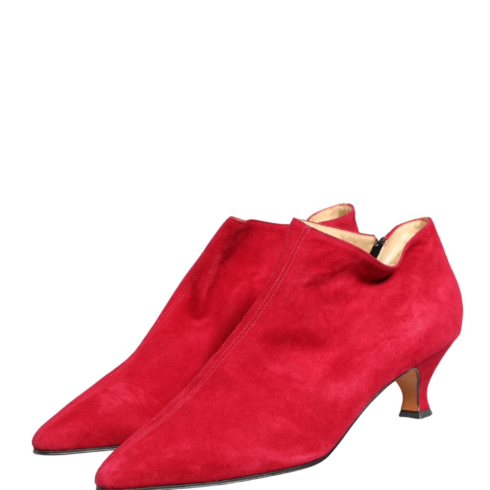 Dolce & Gabbana Red Suede Ankle Boots Shoes