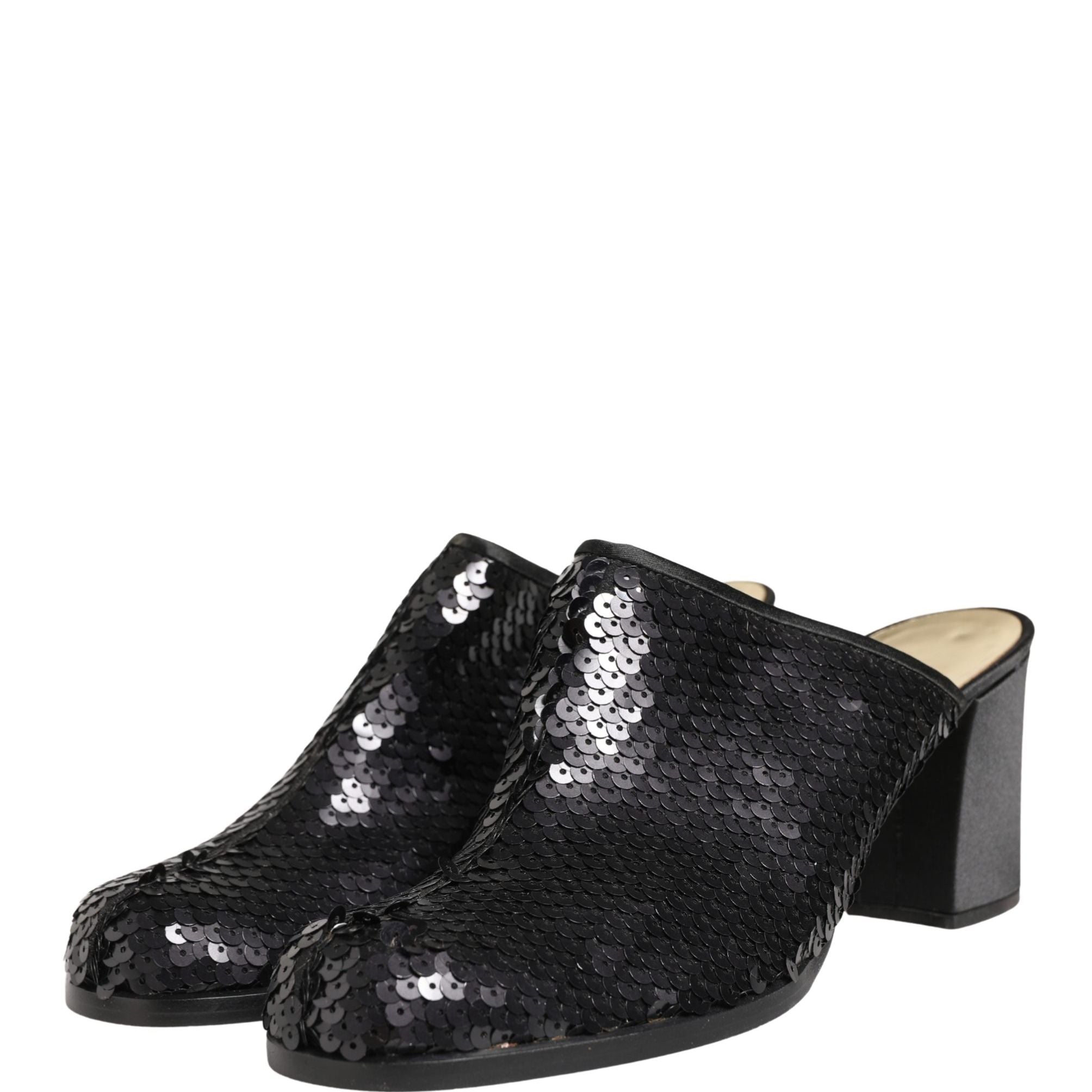 Dolce & Gabbana Black Sequined Mules Shoes