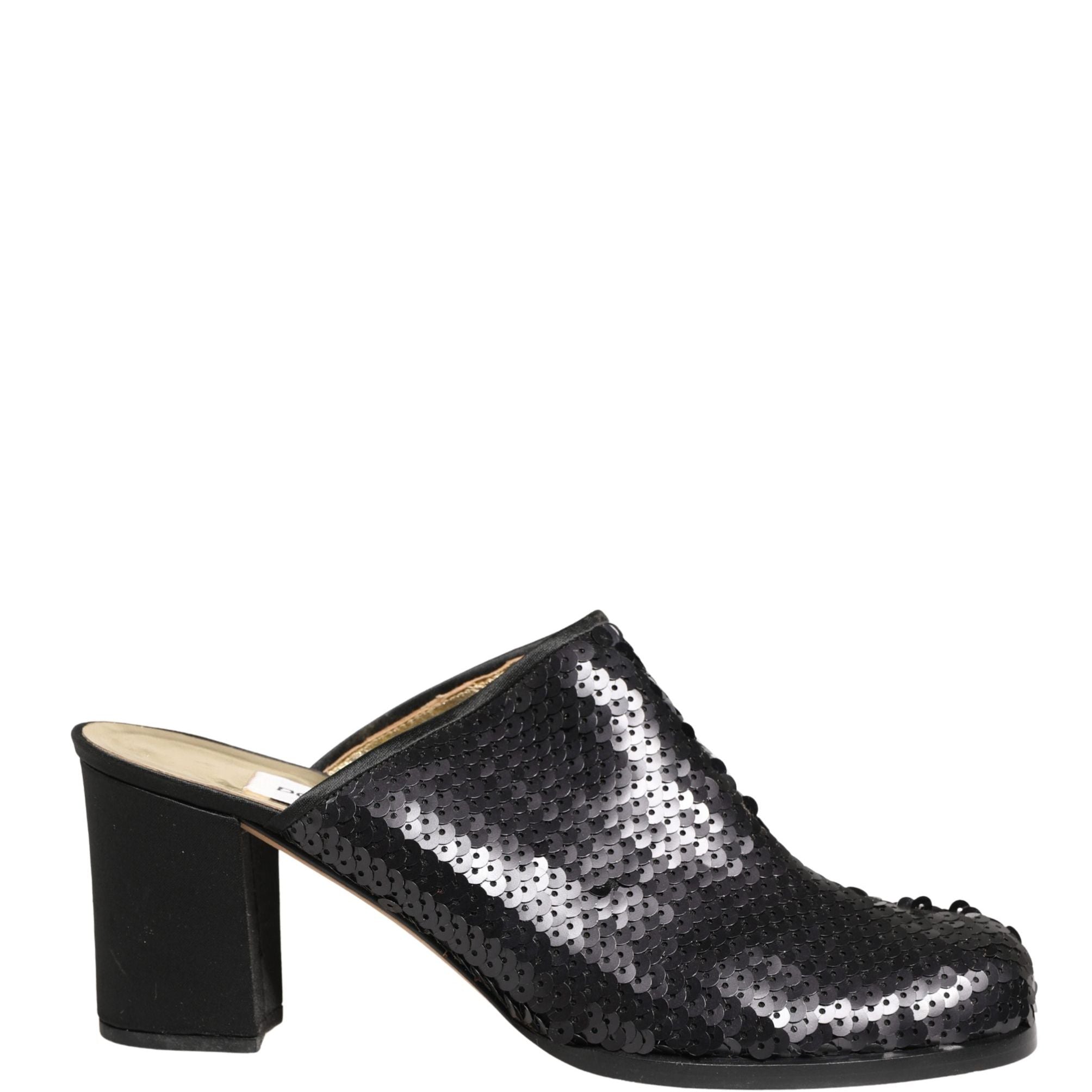 Dolce & Gabbana Black Sequined Mules Shoes