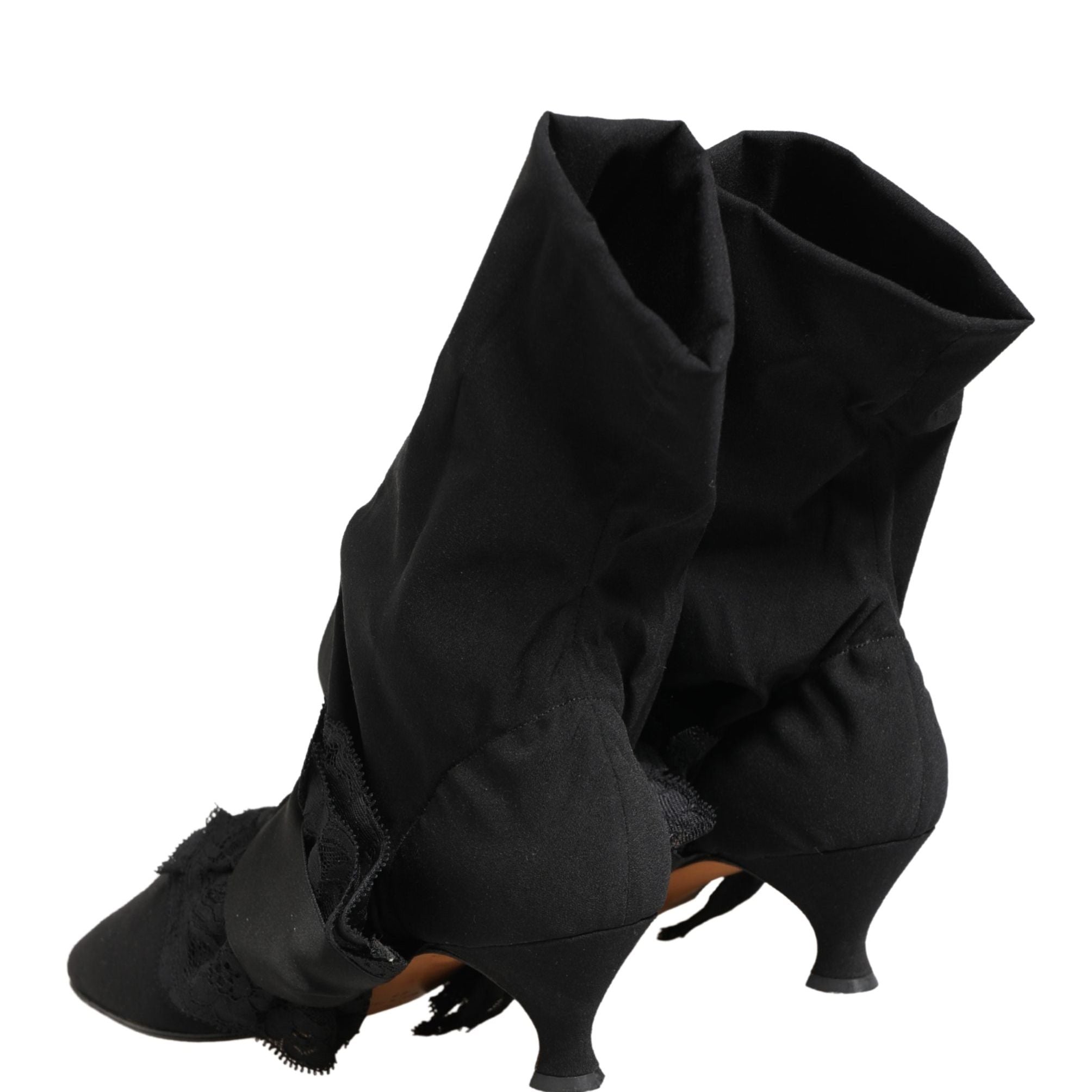 Dolce & Gabbana Black Suede Mid Calf Boots Shoes