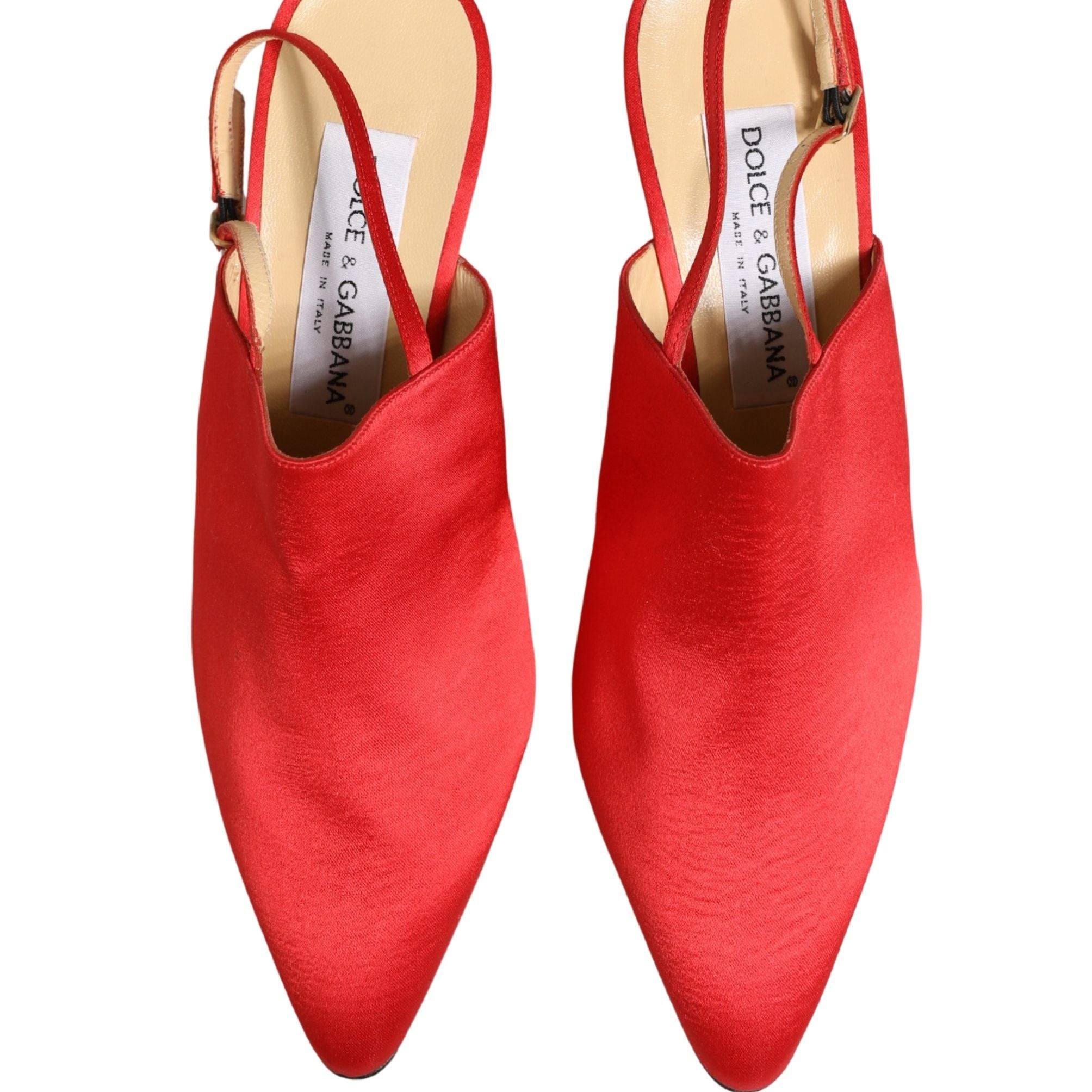 Dolce & Gabbana Red Suede Heel Slingback Shoes