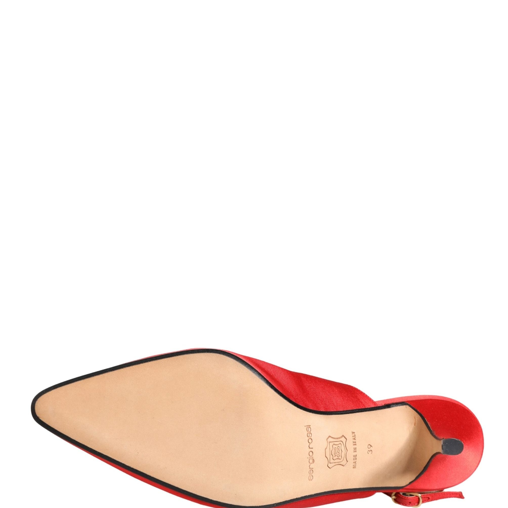 Dolce & Gabbana Red Suede Heel Slingback Shoes