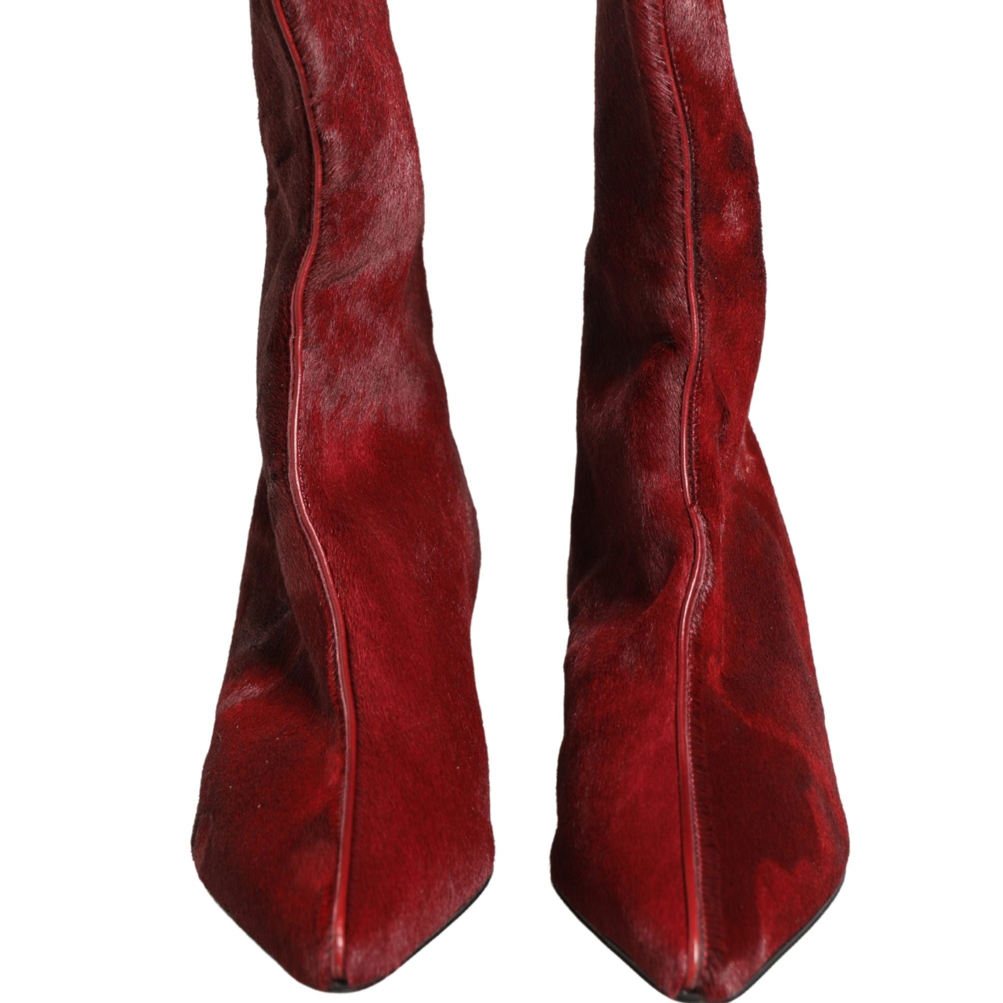 Dolce & Gabbana Burgundy Mid Calf Boots Shoes
