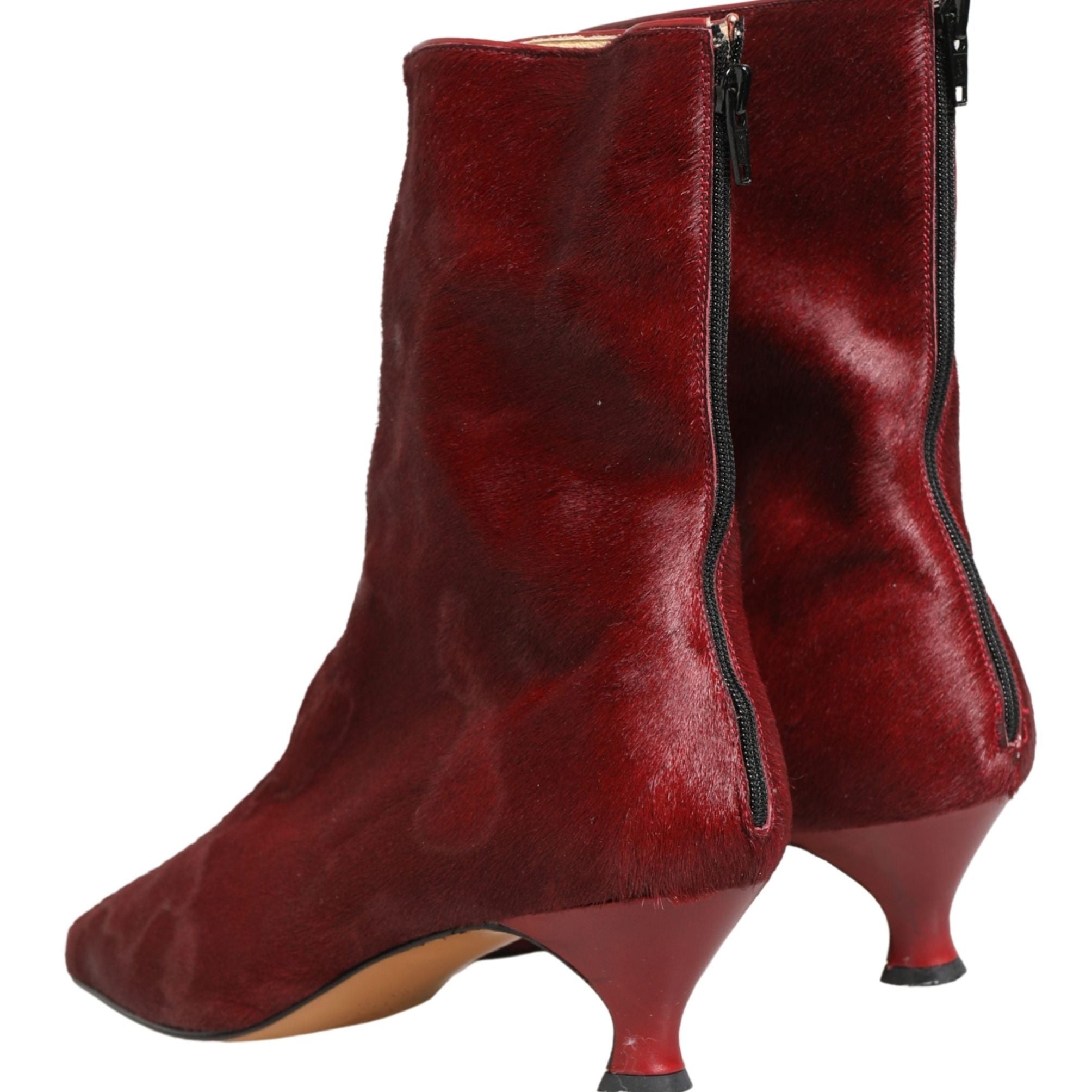 Dolce & Gabbana Burgundy Mid Calf Boots Shoes