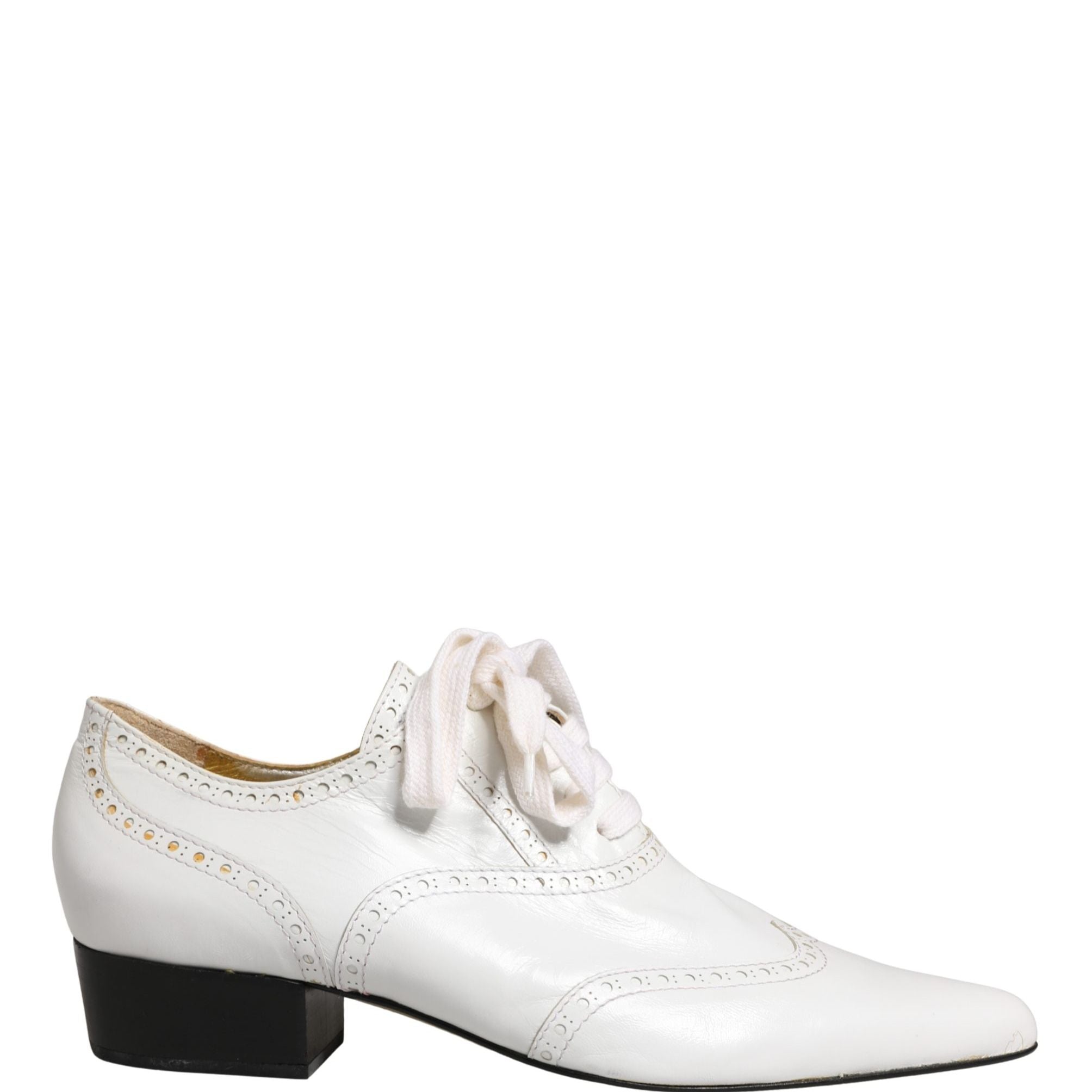 Dolce & Gabbana White Leather Brogue Oxford Lace Up Shoes