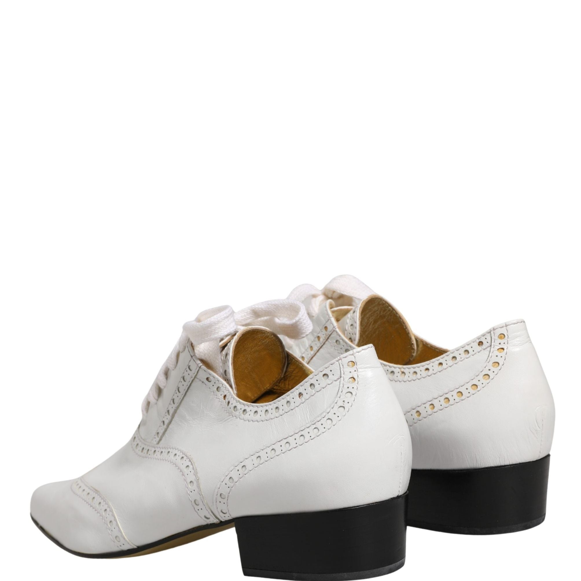 Dolce & Gabbana White Leather Brogue Oxford Lace Up Shoes