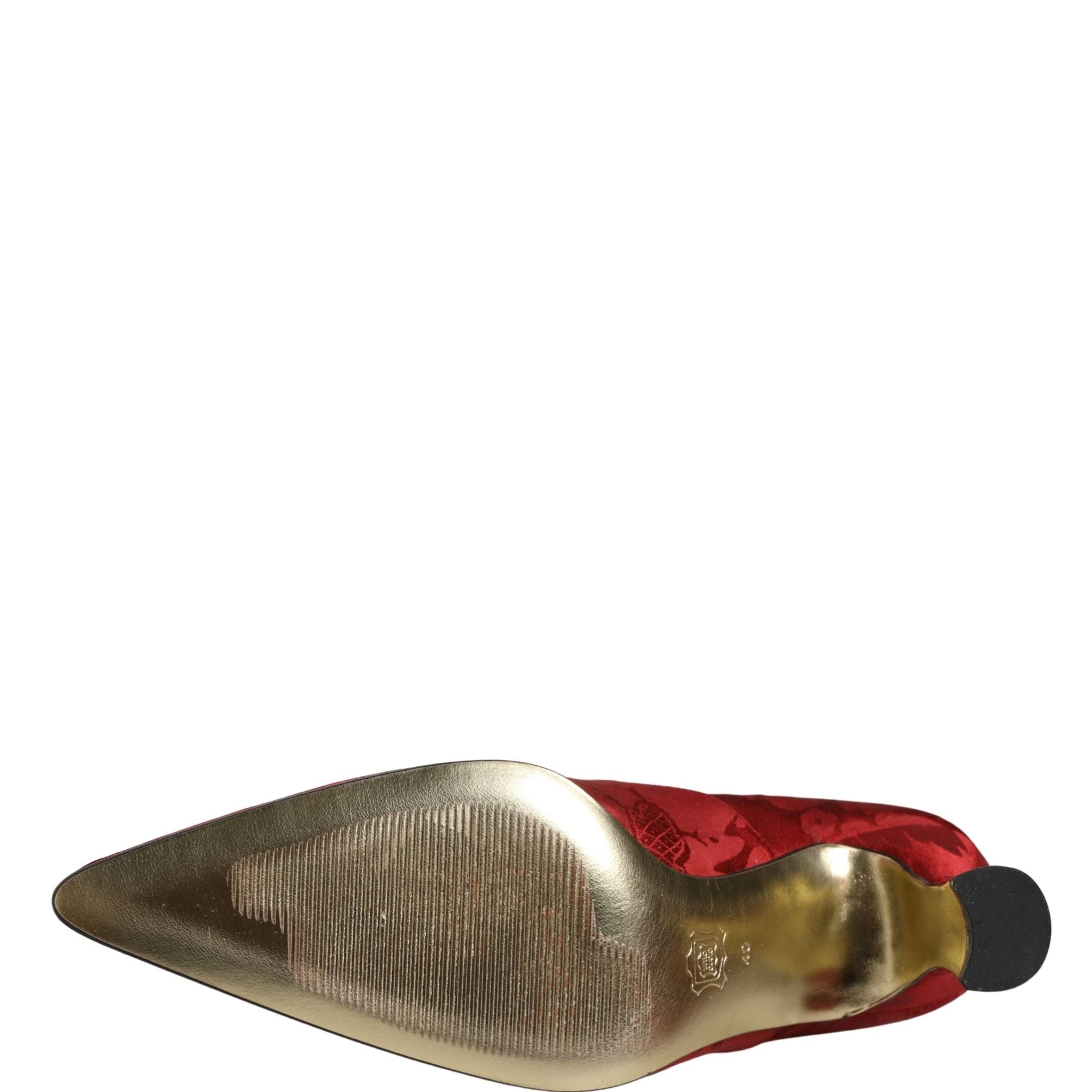 Dolce & Gabbana Red Brocade Crystal High Heel Pumps Shoes
