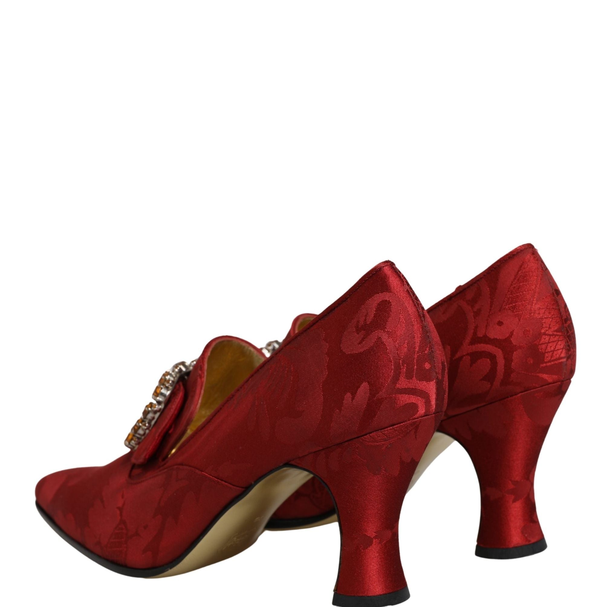 Dolce & Gabbana Red Brocade Crystal High Heel Pumps Shoes