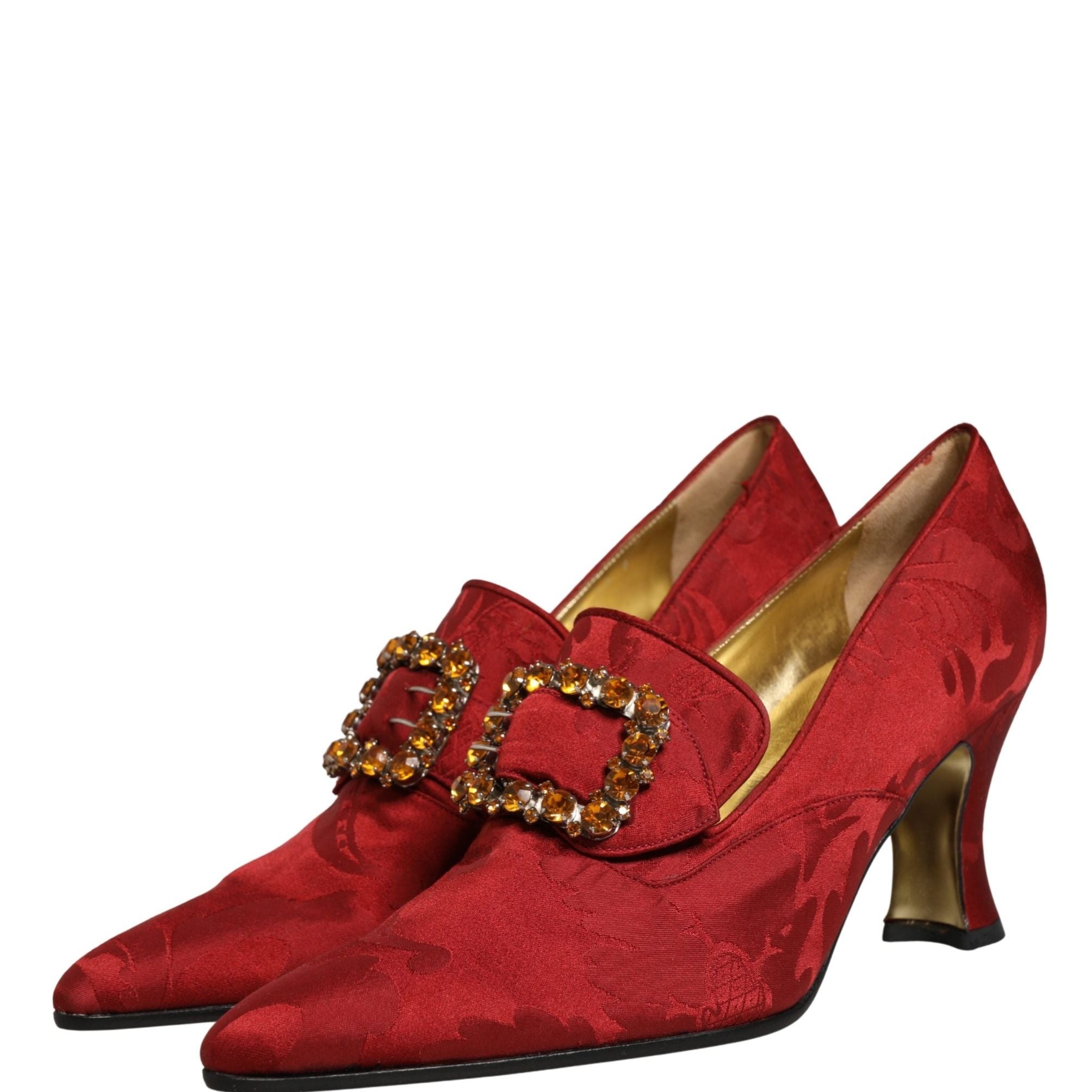 Dolce & Gabbana Red Brocade Crystal High Heel Pumps Shoes
