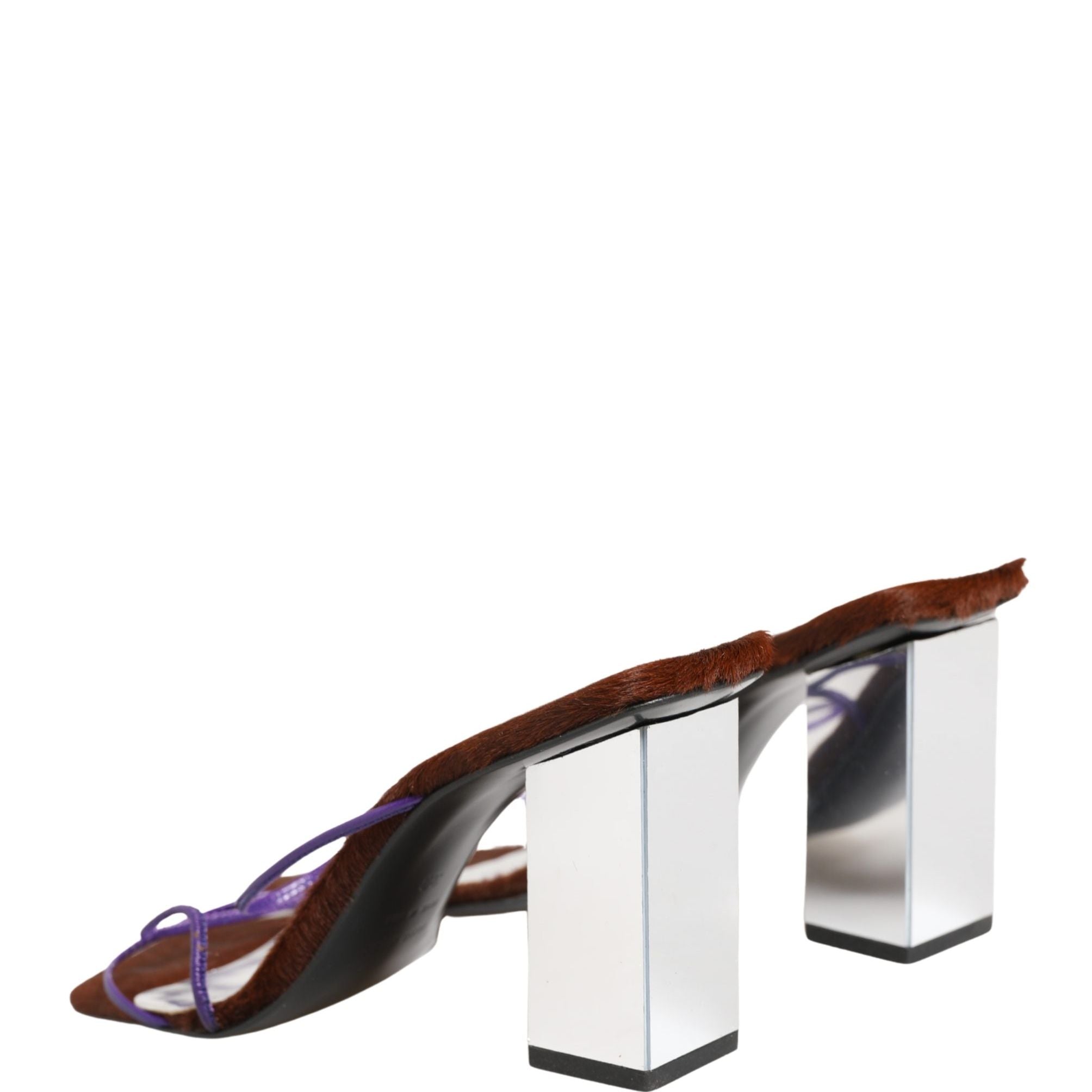 Dolce & Gabbana Silver Block Heels Slip On Sandals Shoes