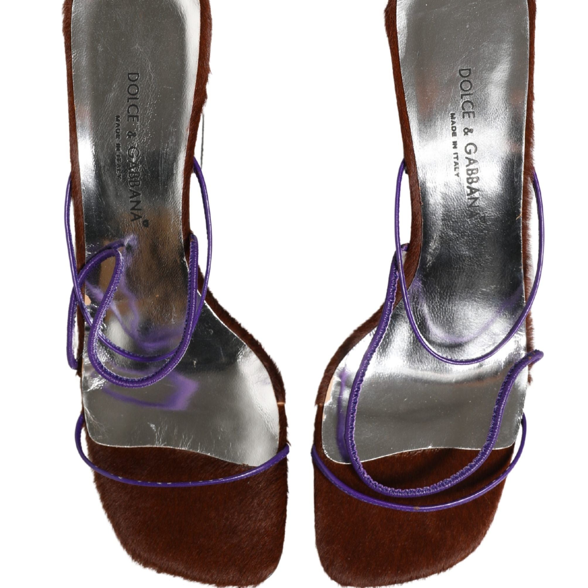 Dolce & Gabbana Silver Block Heels Slip On Sandals Shoes