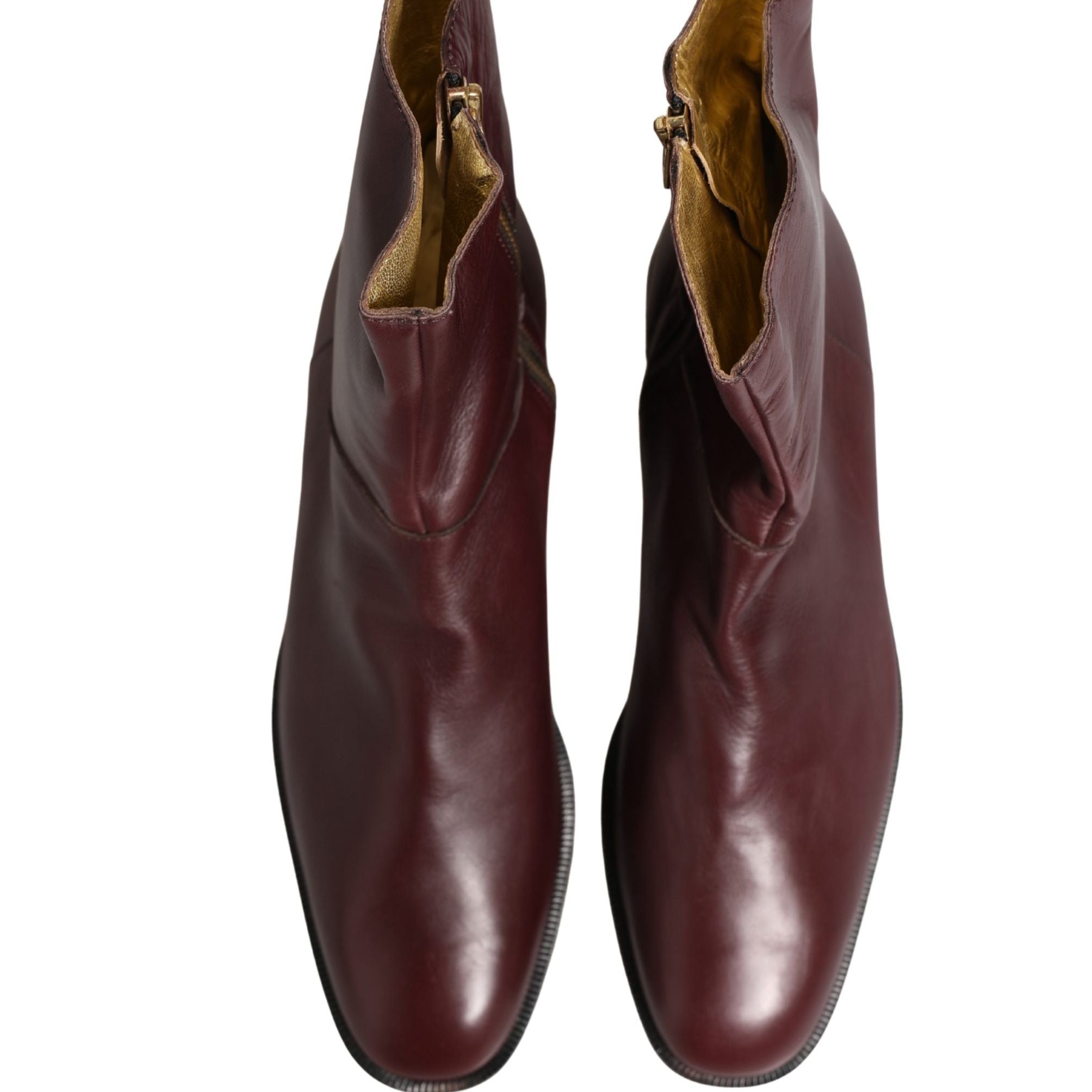 Dolce & Gabbana Maroon Leather Flats Biker Ankle Boots Shoes