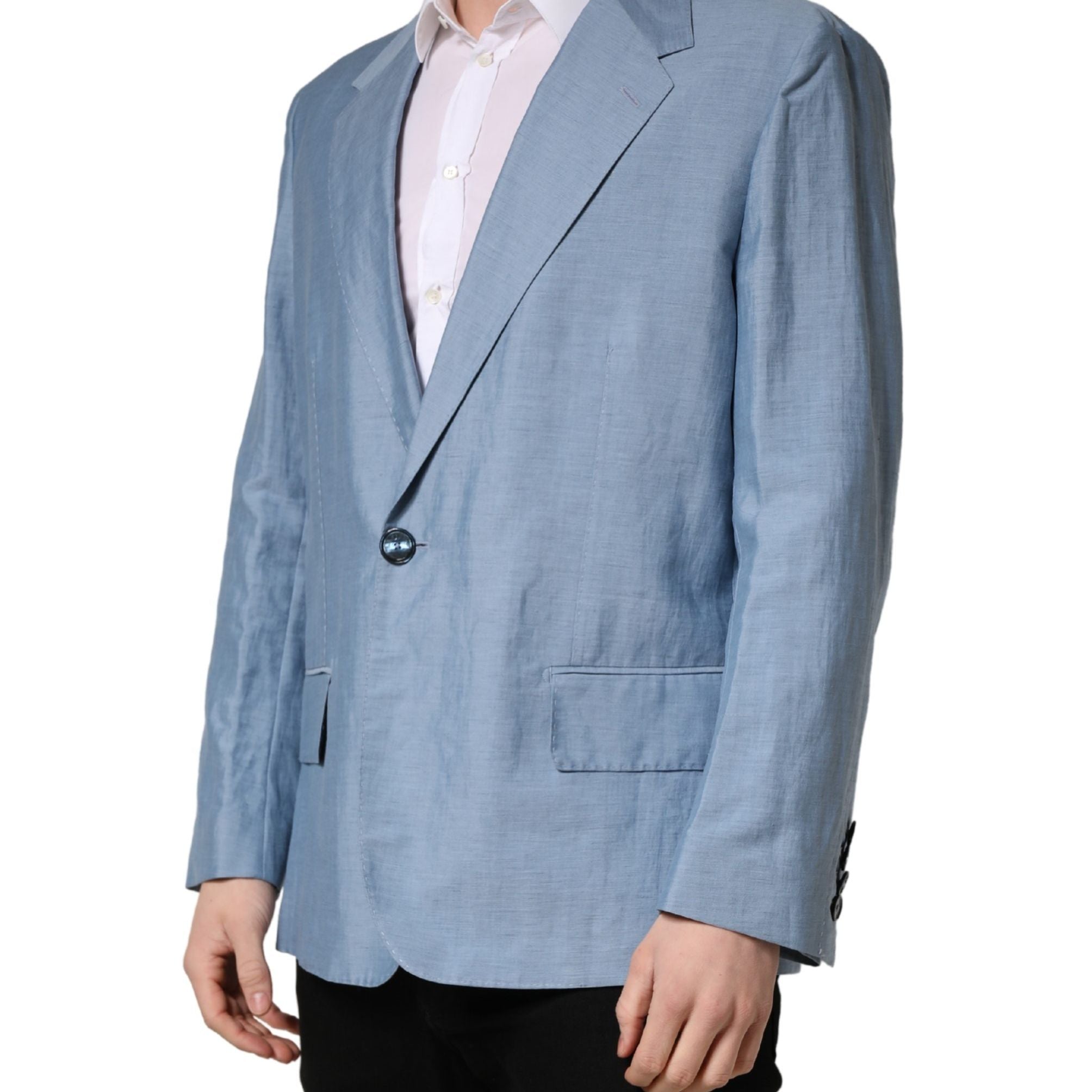 Dolce & Gabbana Light Blue Single Breasted Men Jacket Blazer