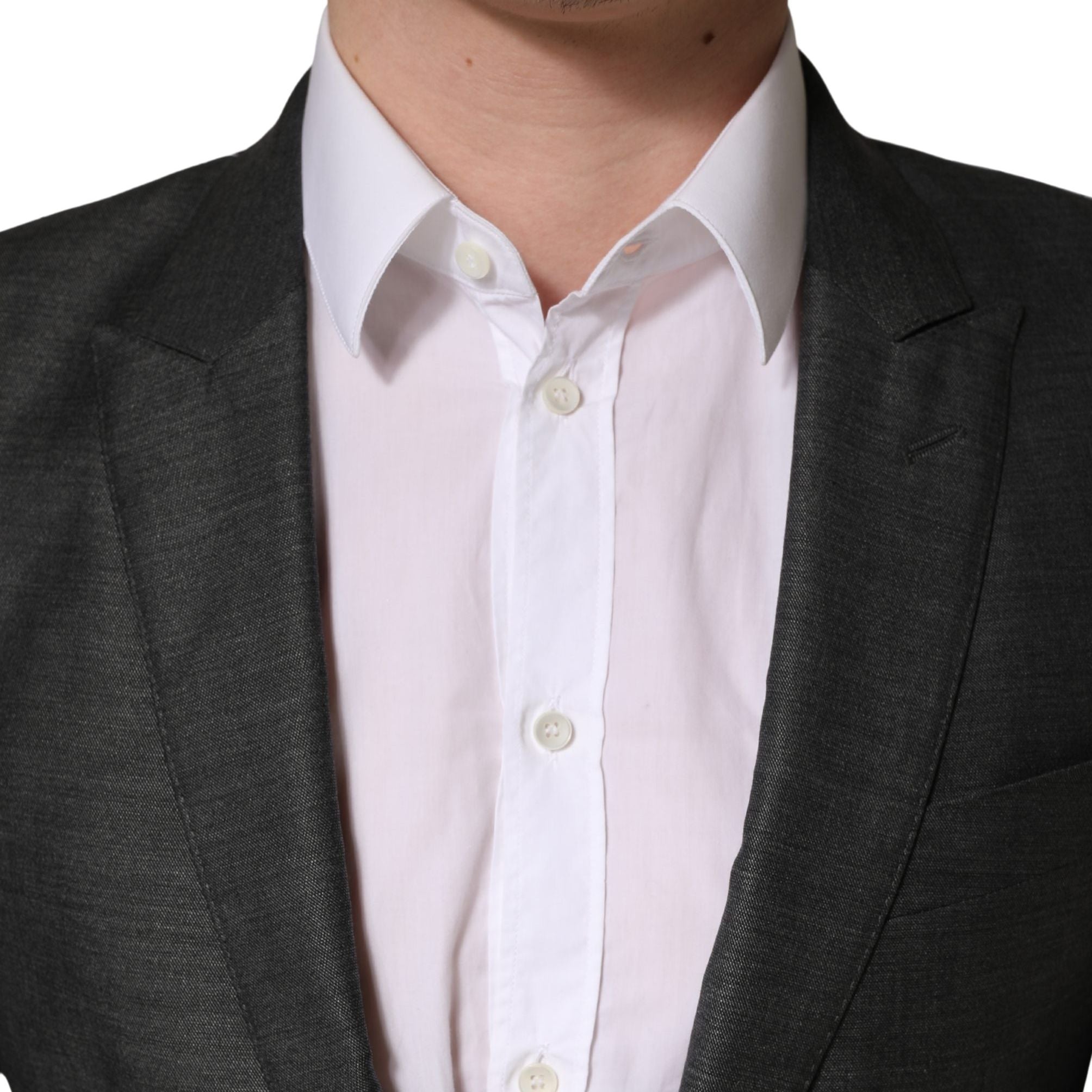 Dolce & Gabbana Dark Gray Wool Slim Fit Coat Jacket Blazer