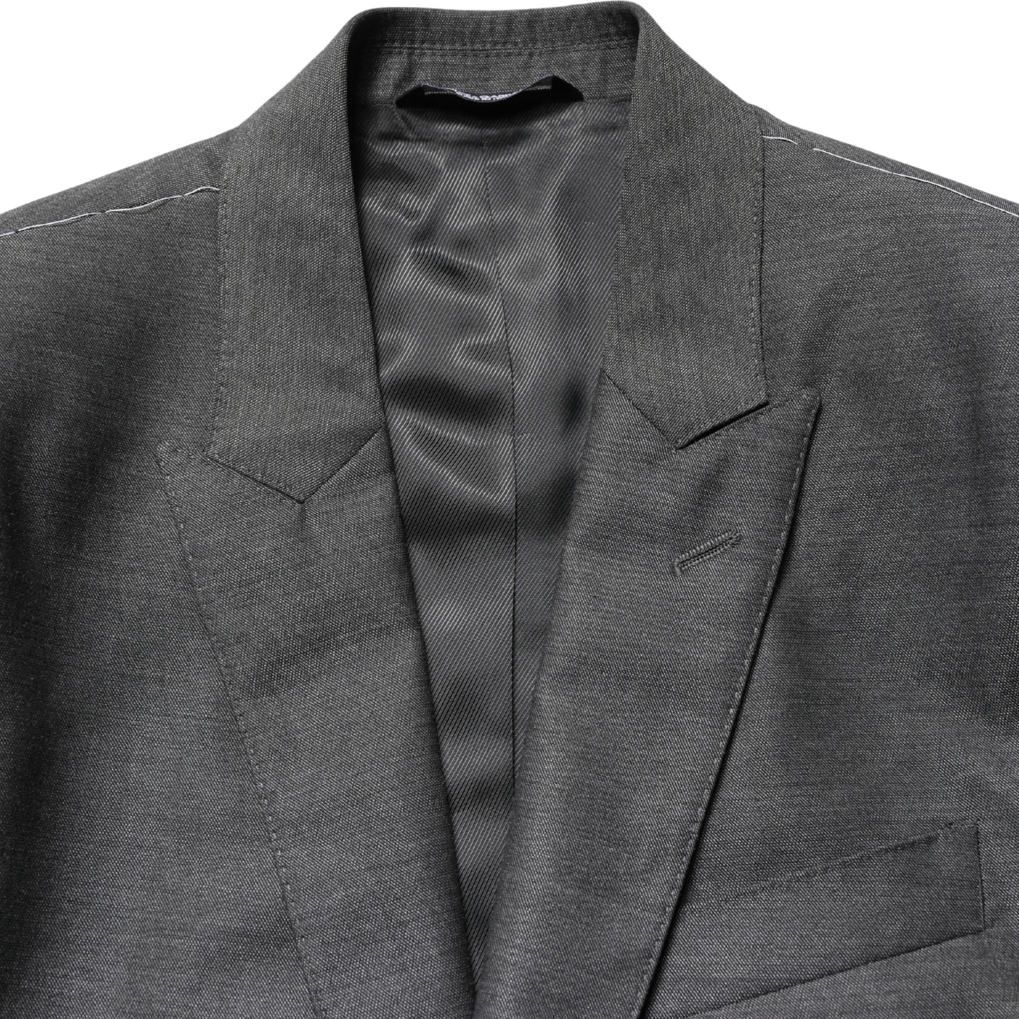 Dolce & Gabbana Dark Gray Wool Slim Fit Coat Jacket Blazer