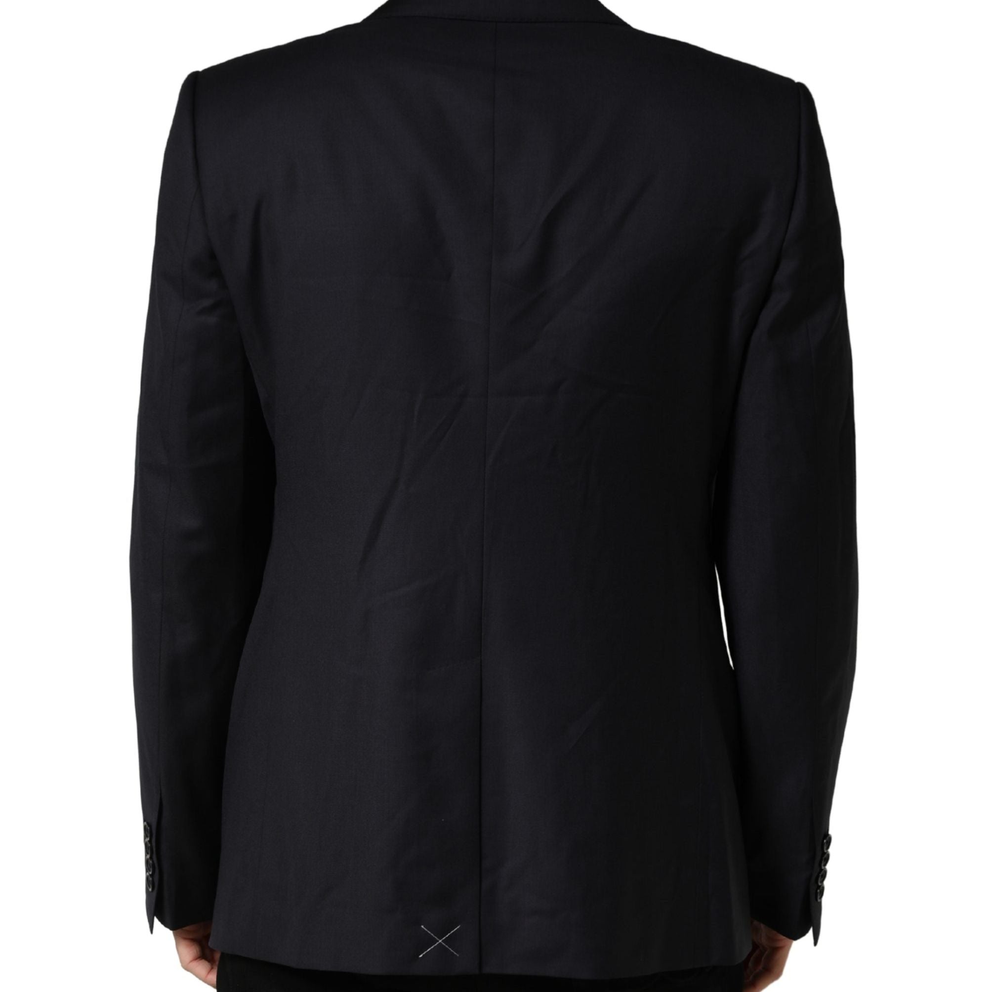 Dolce & Gabbana Black Wool Slim Fit Coat Men Jacket Blazer