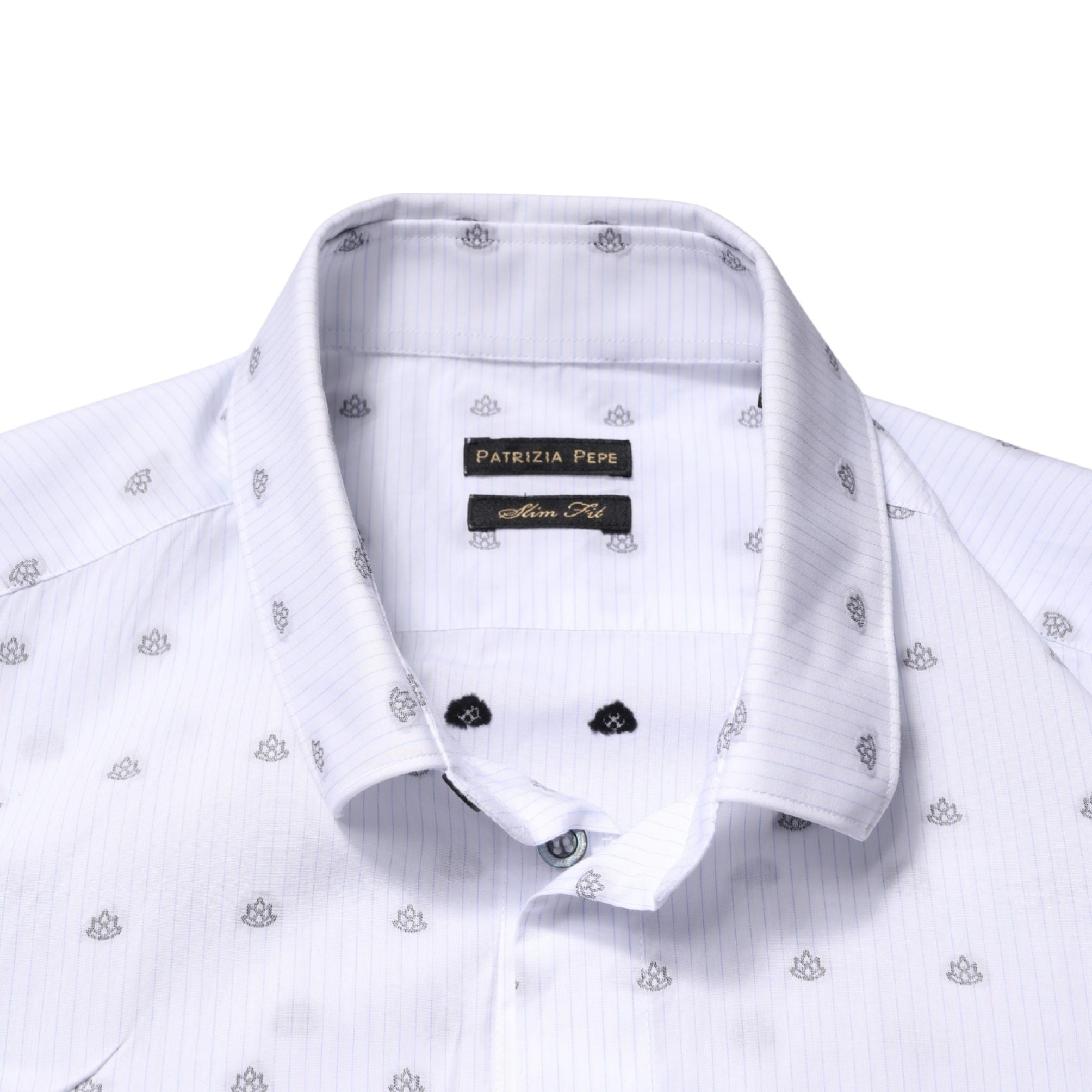 Patrizia Pepe White Cotton Slim Fit Collared Men Dress Shirt