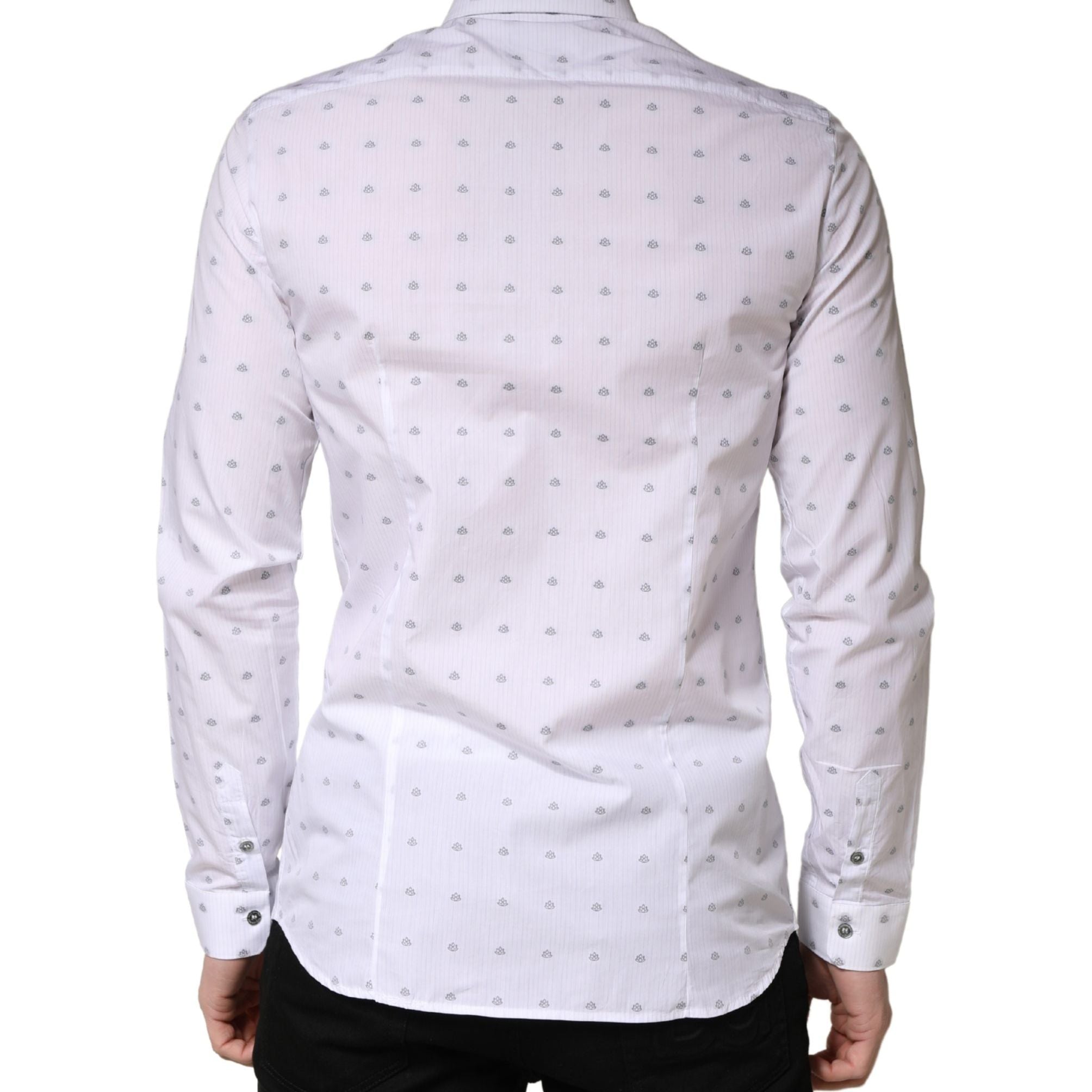 Patrizia Pepe White Cotton Slim Fit Collared Men Dress Shirt