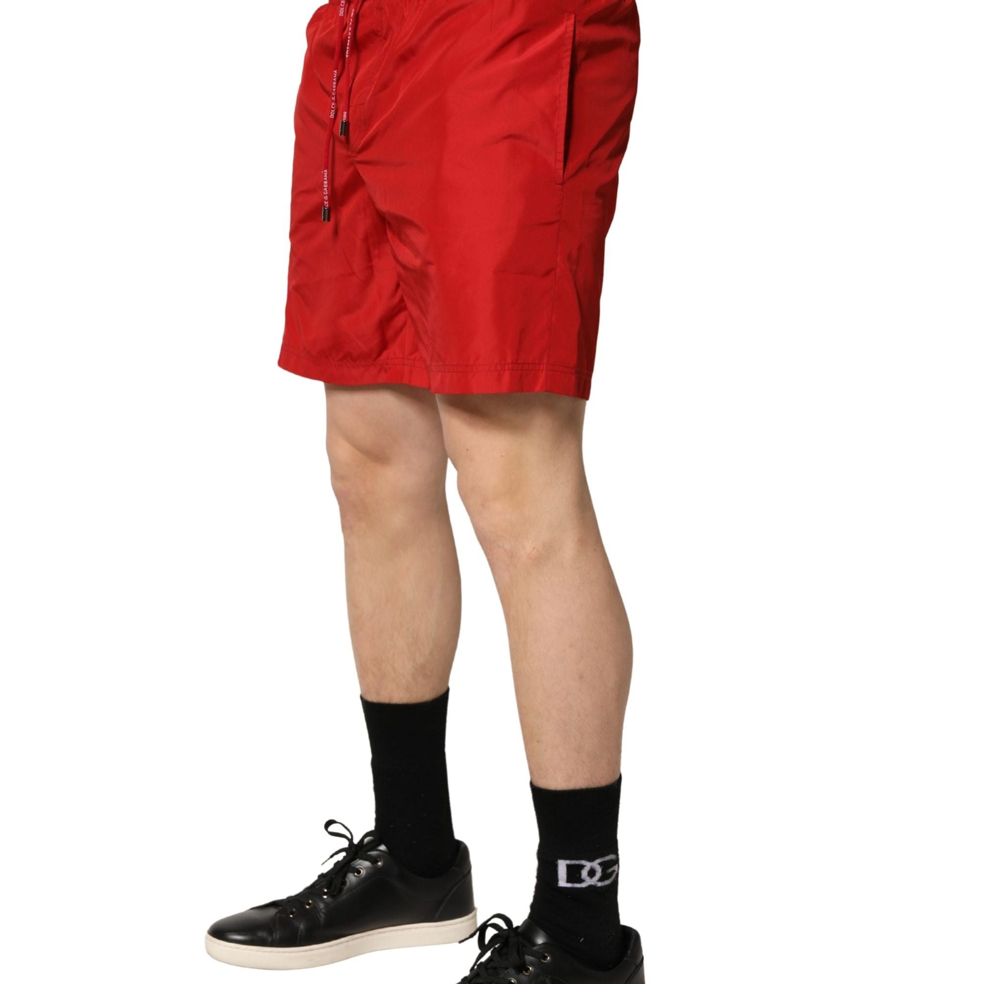 Dolce & Gabbana Red Polyester Men Drawstring Shorts Swimwear