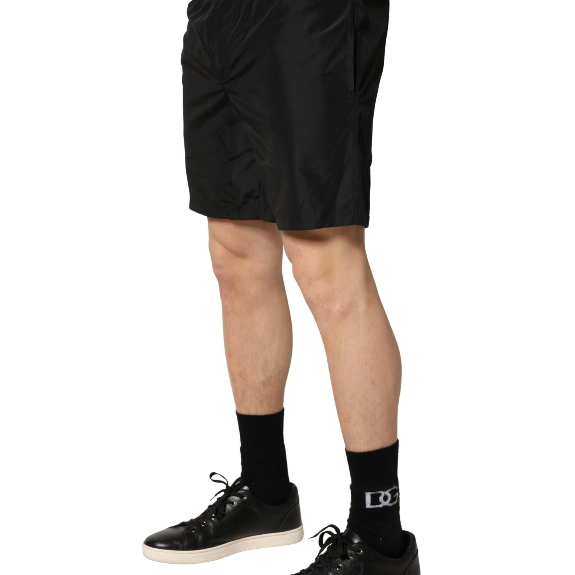 Dolce & Gabbana Black Polyester Elastic Waist Shorts Swimwear